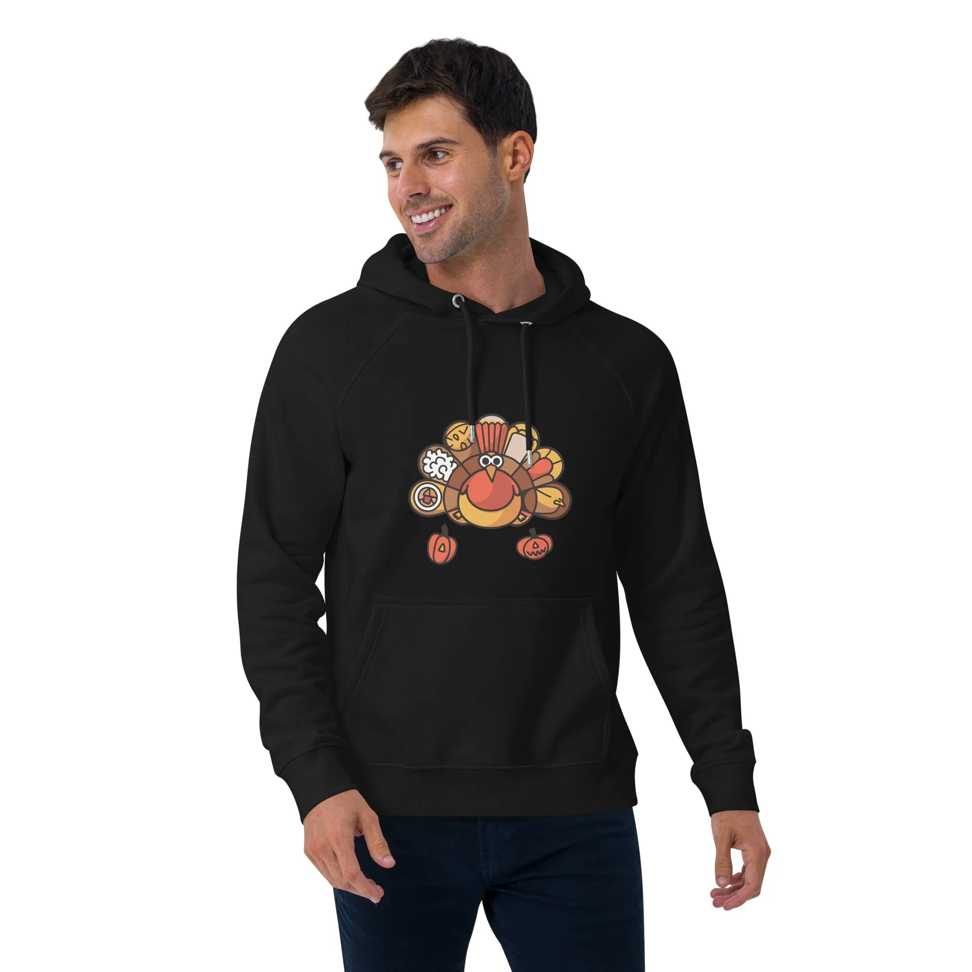 Turkey Feast Graphic Men Eco Raglan Hoodie