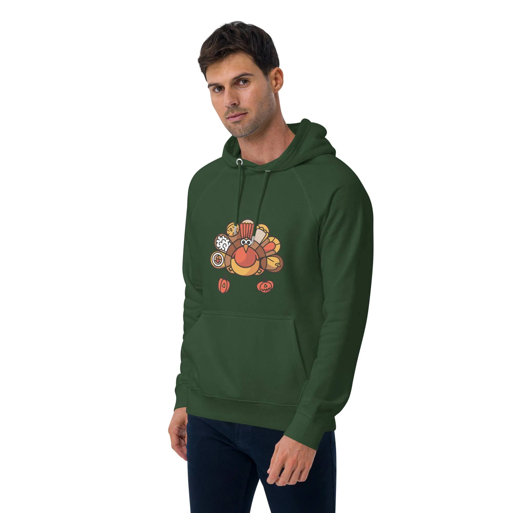 Turkey Feast Graphic Men Eco Raglan Hoodie