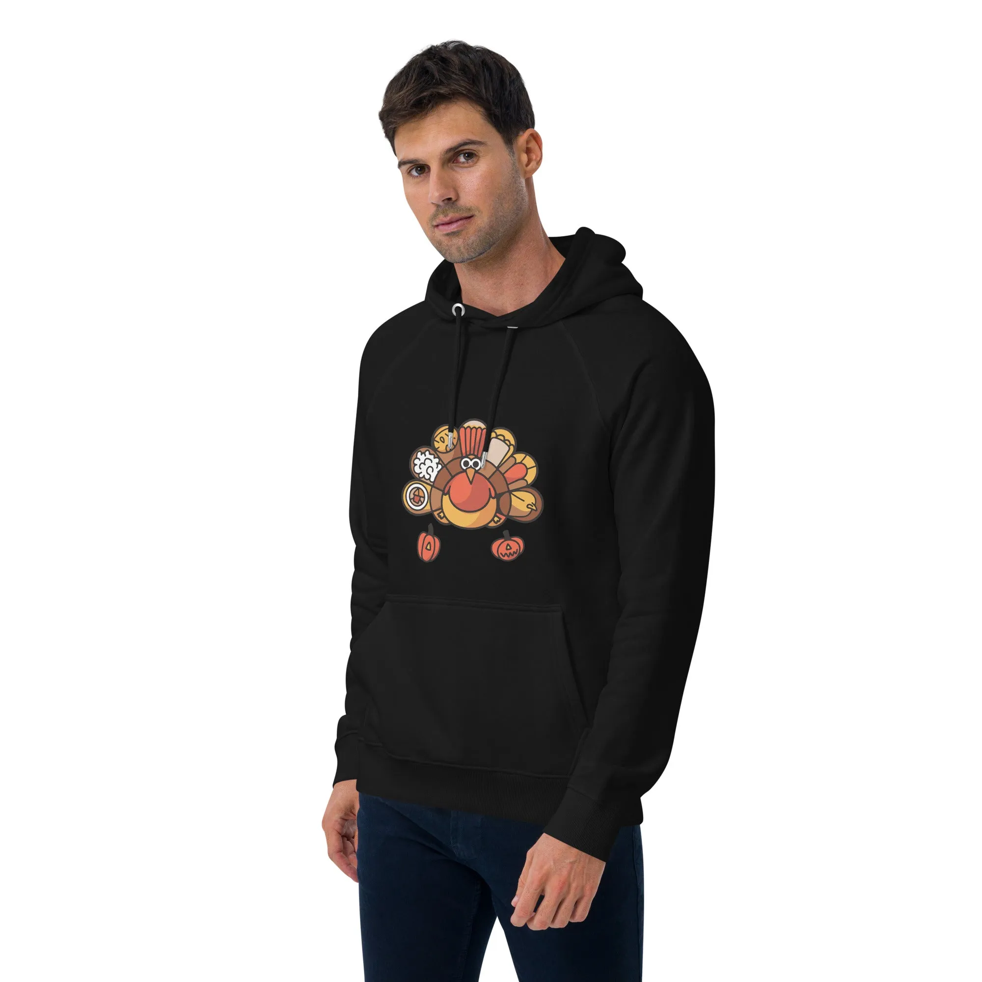 Turkey Feast Graphic Men Eco Raglan Hoodie