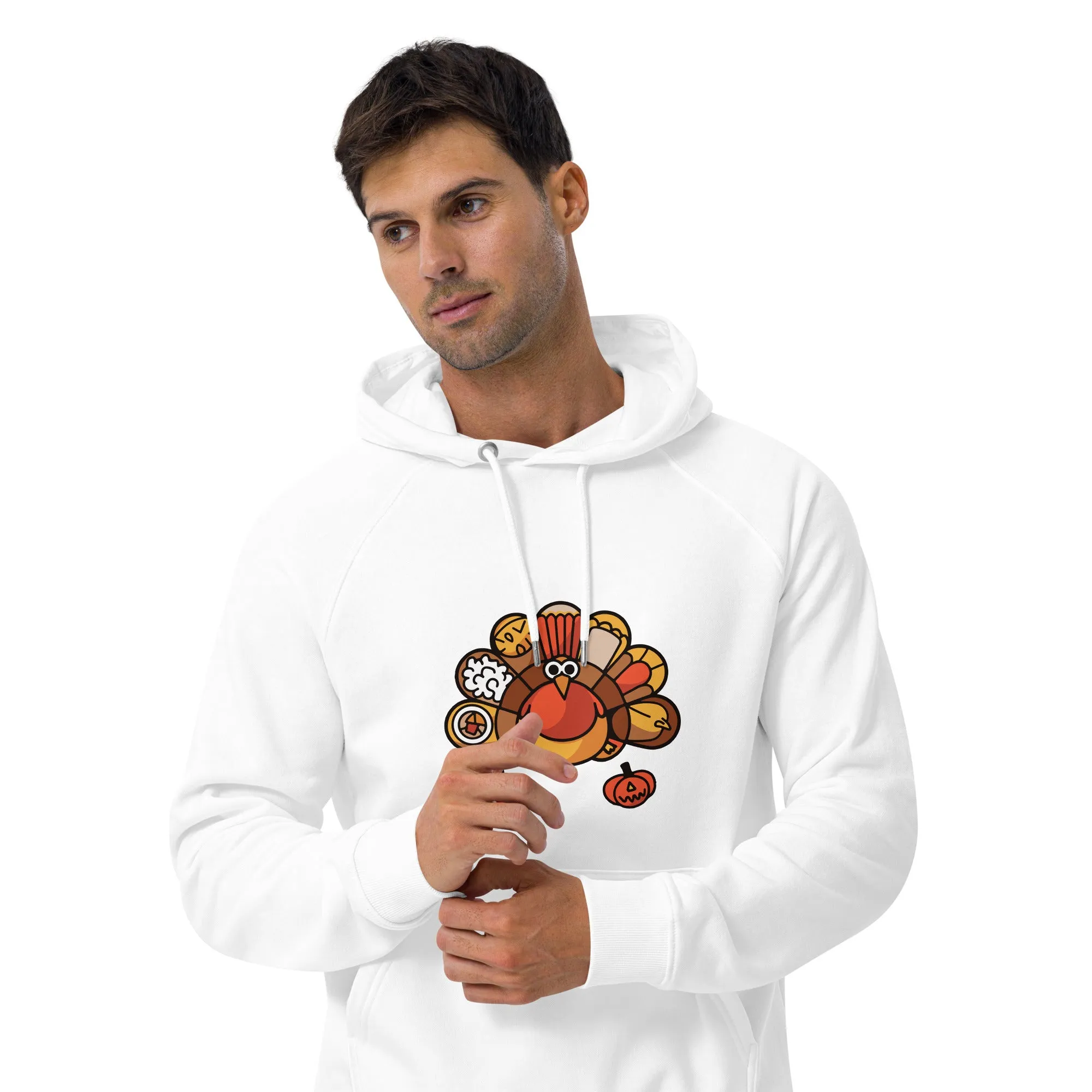 Turkey Feast Graphic Men Eco Raglan Hoodie