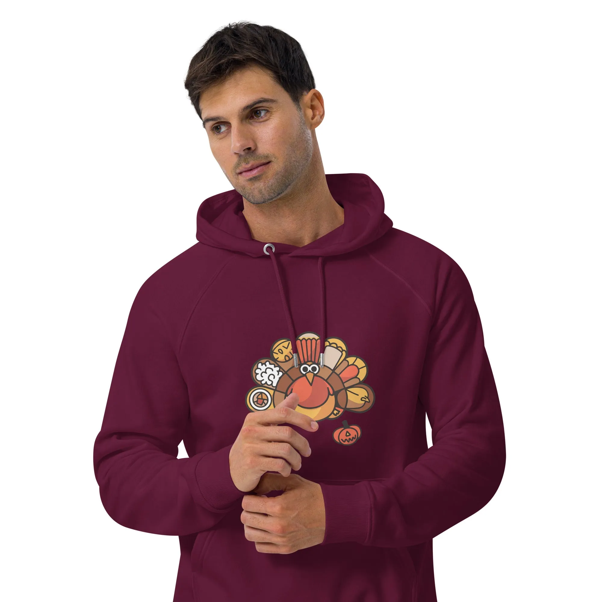 Turkey Feast Graphic Men Eco Raglan Hoodie