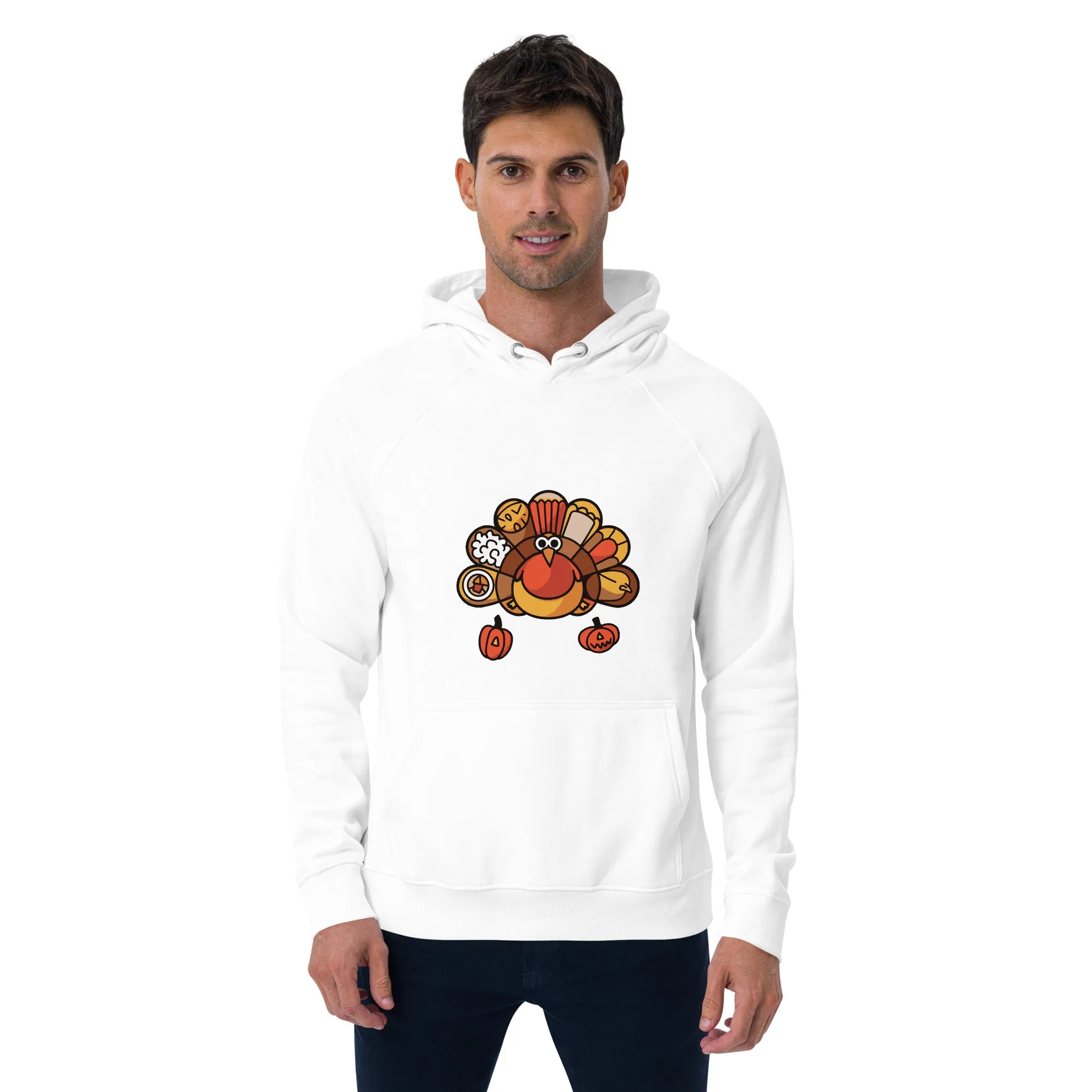 Turkey Feast Graphic Men Eco Raglan Hoodie