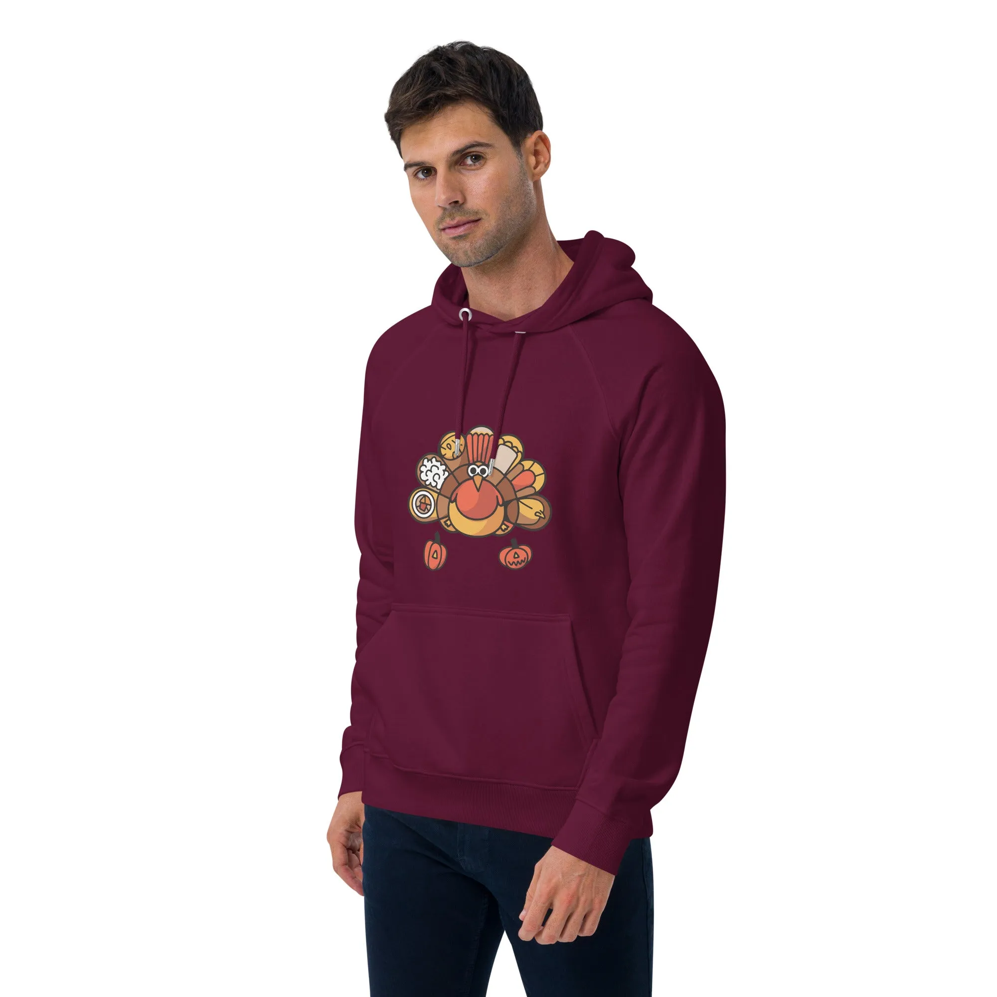 Turkey Feast Graphic Men Eco Raglan Hoodie