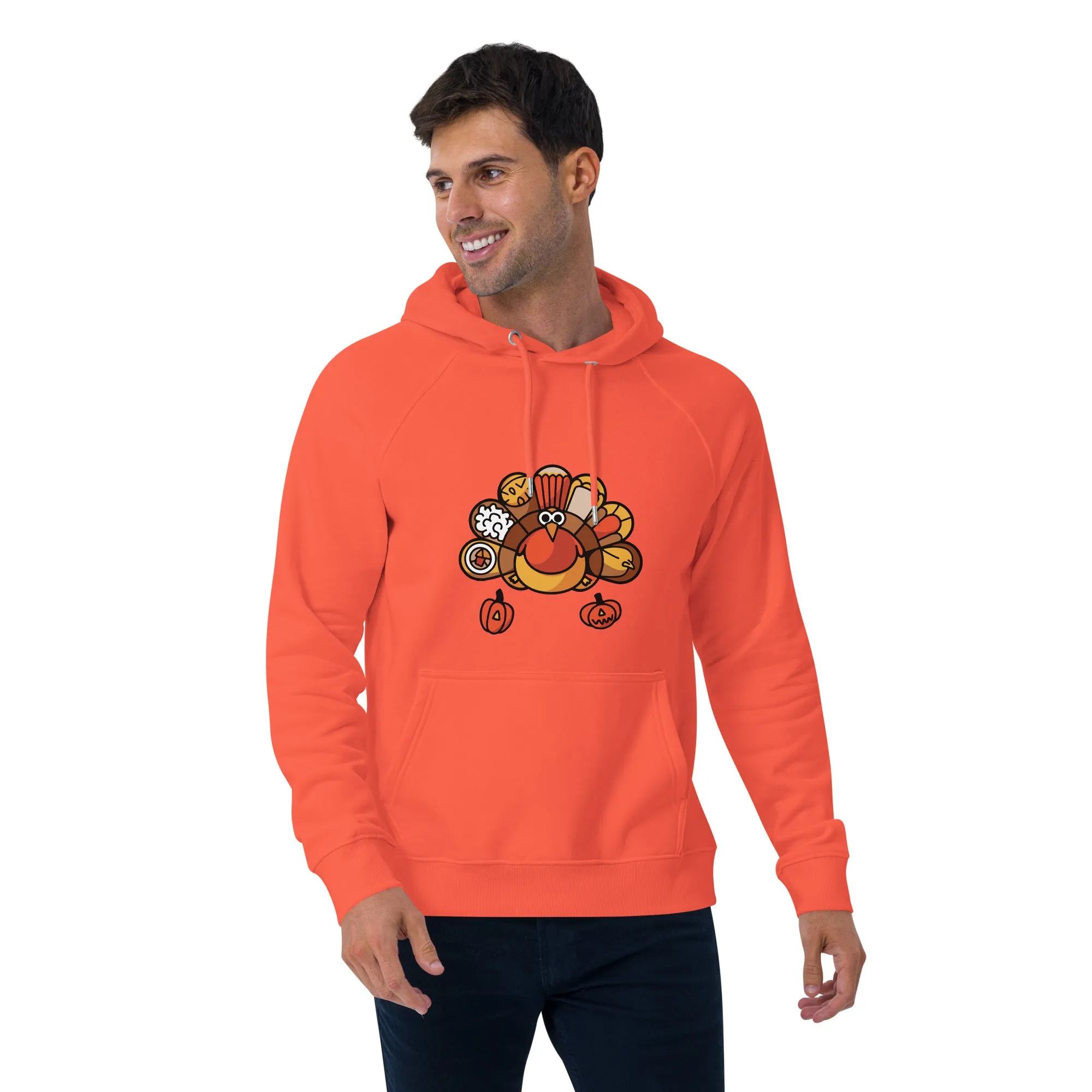 Turkey Feast Graphic Men Eco Raglan Hoodie