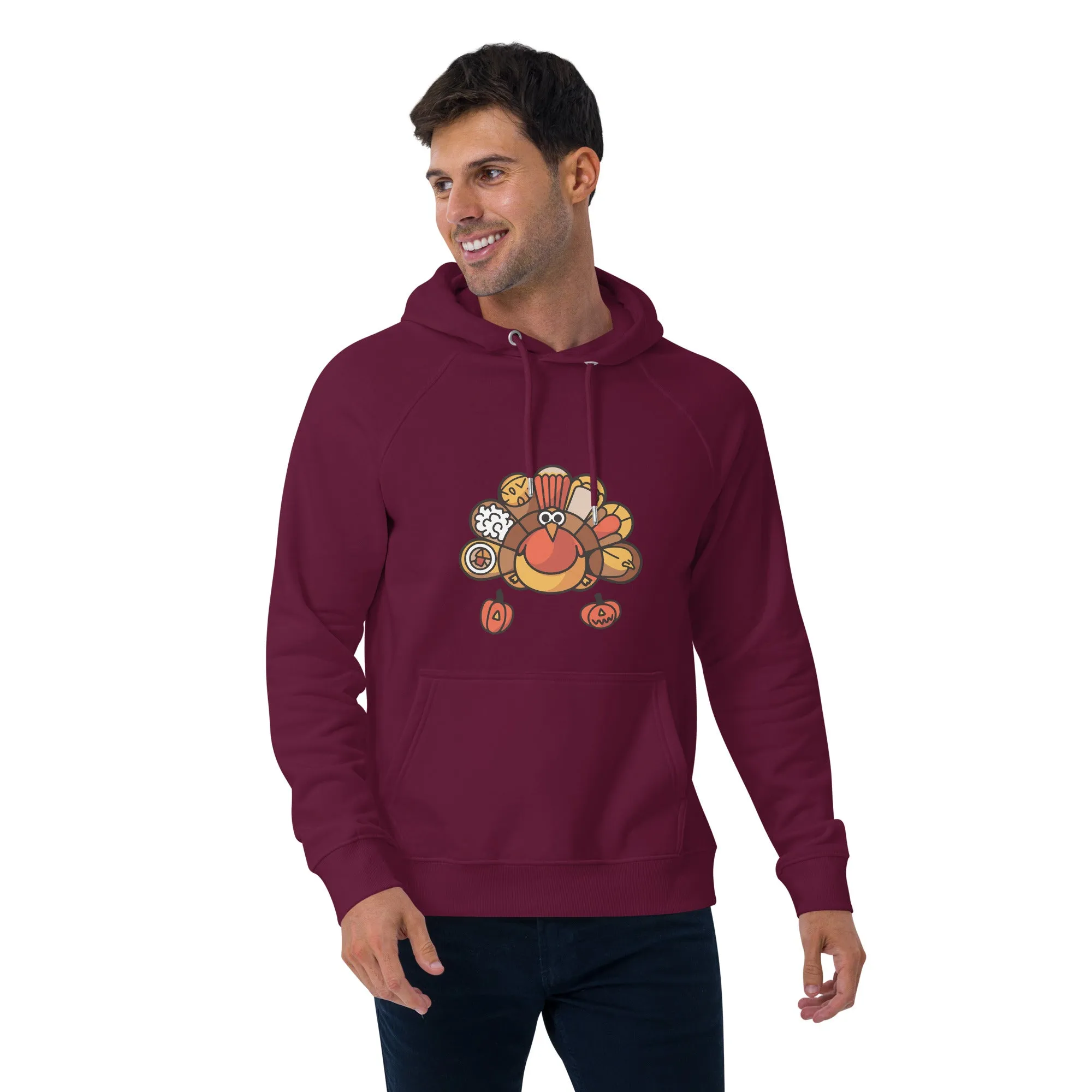 Turkey Feast Graphic Men Eco Raglan Hoodie