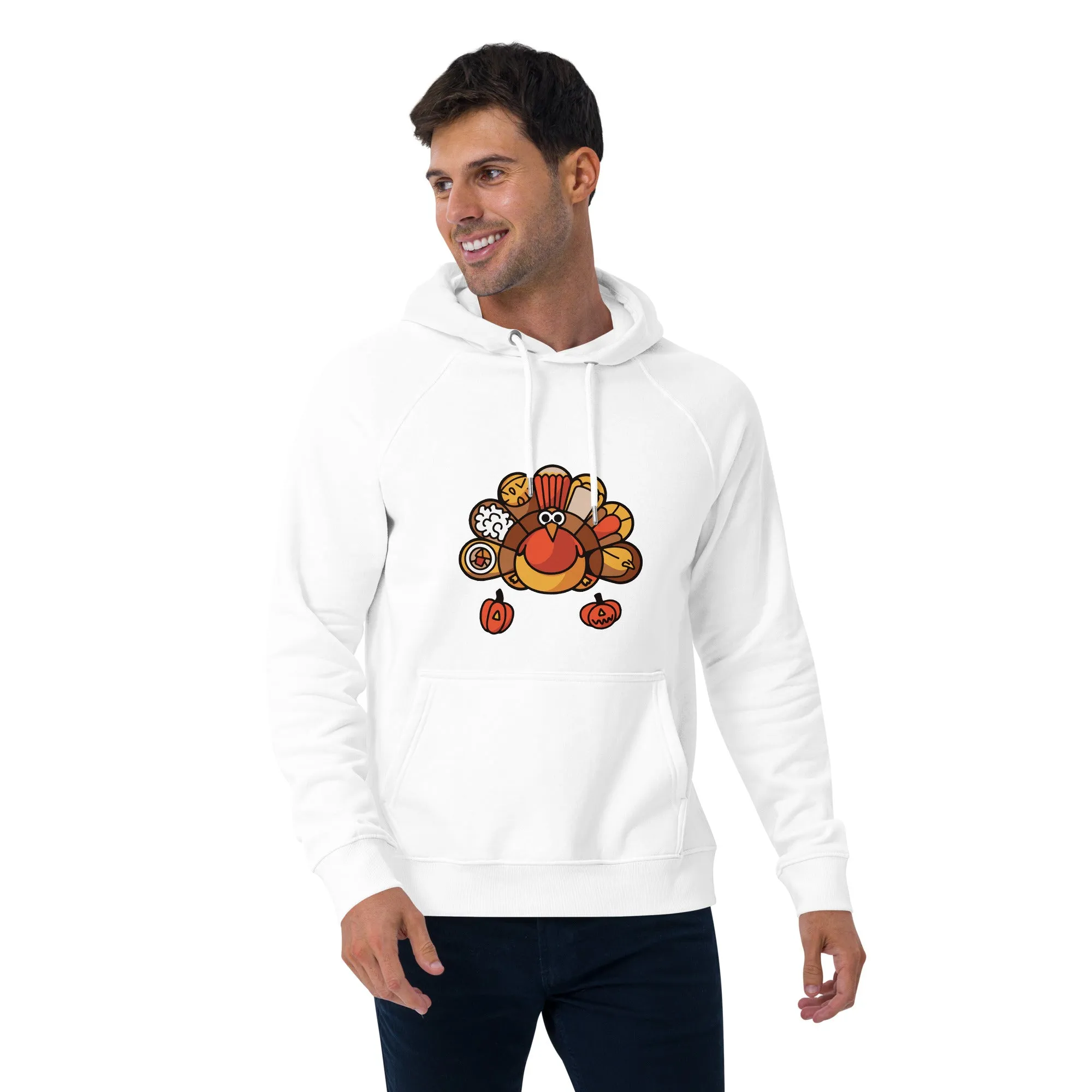 Turkey Feast Graphic Men Eco Raglan Hoodie