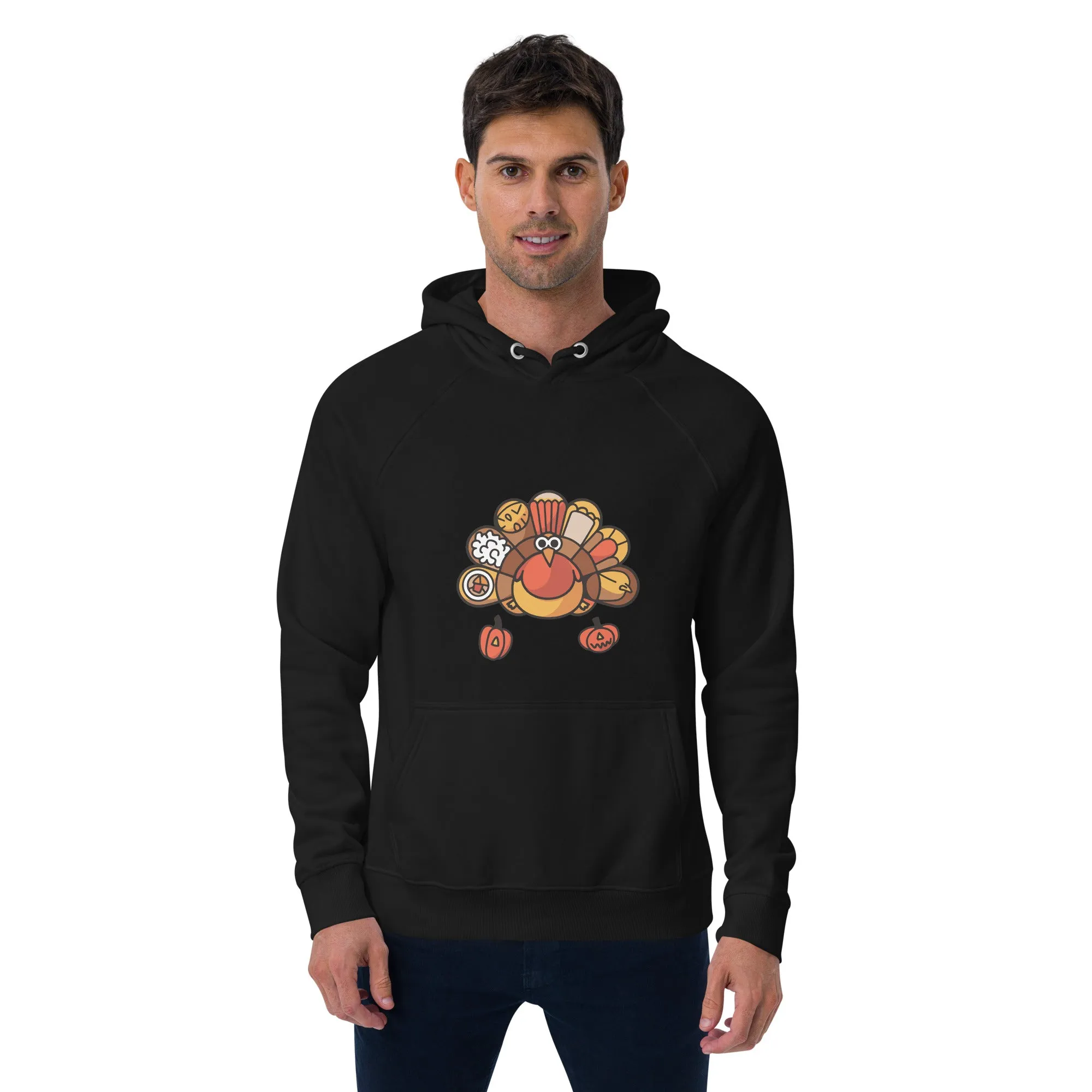 Turkey Feast Graphic Men Eco Raglan Hoodie
