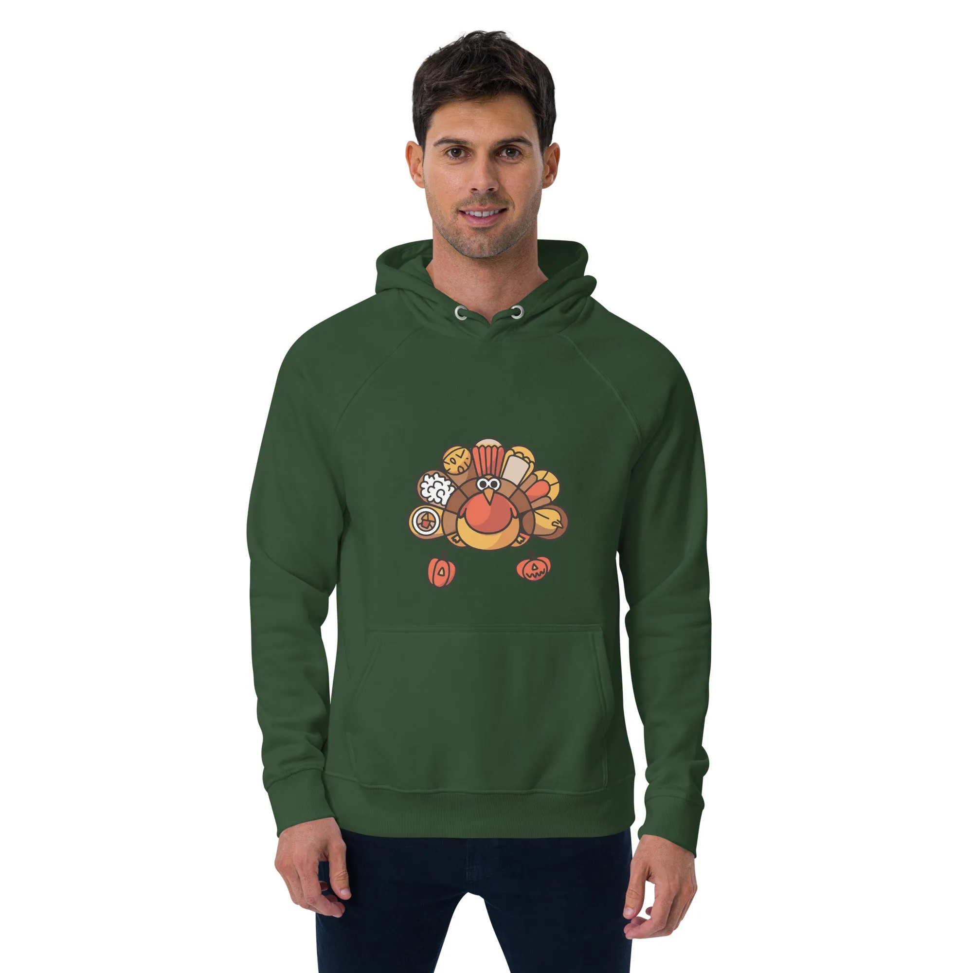 Turkey Feast Graphic Men Eco Raglan Hoodie