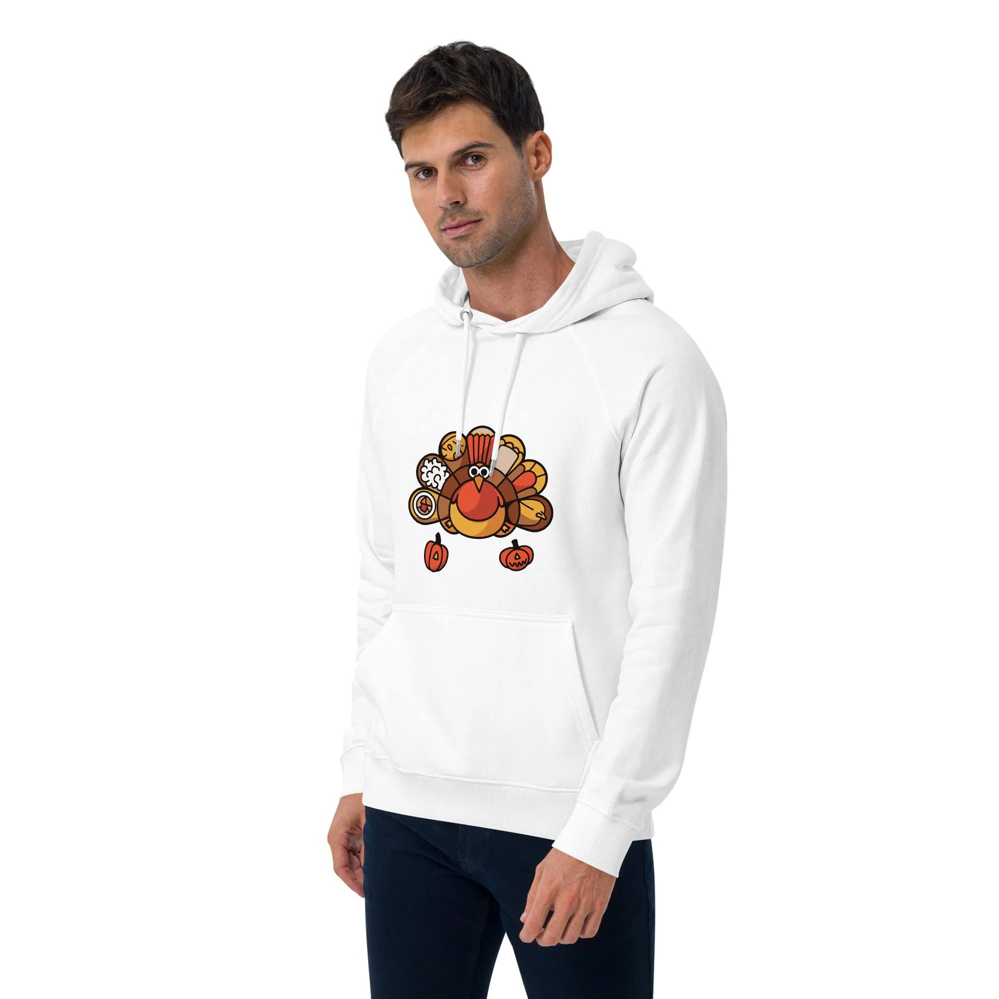Turkey Feast Graphic Men Eco Raglan Hoodie