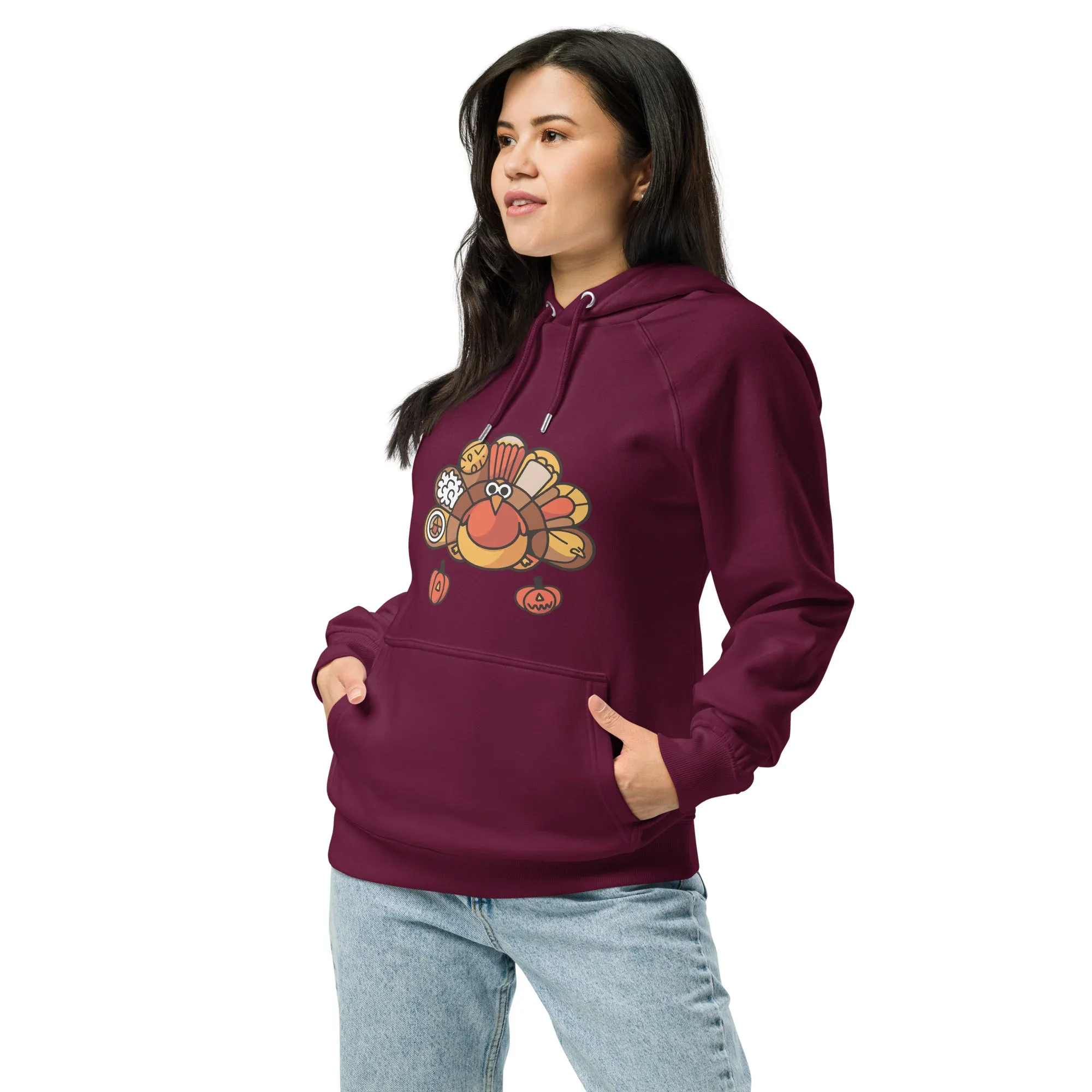 Turkey Feast Graphic Women Eco Raglan Hoodie