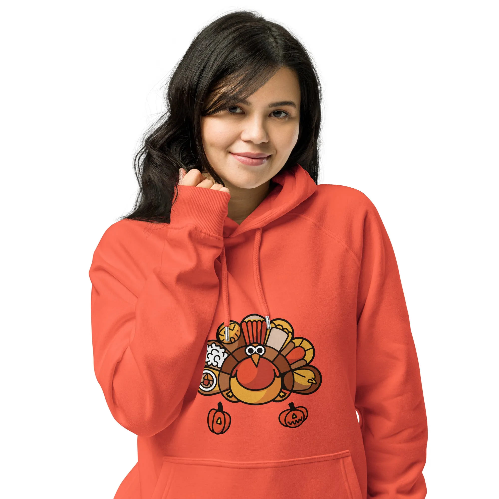 Turkey Feast Graphic Women Eco Raglan Hoodie