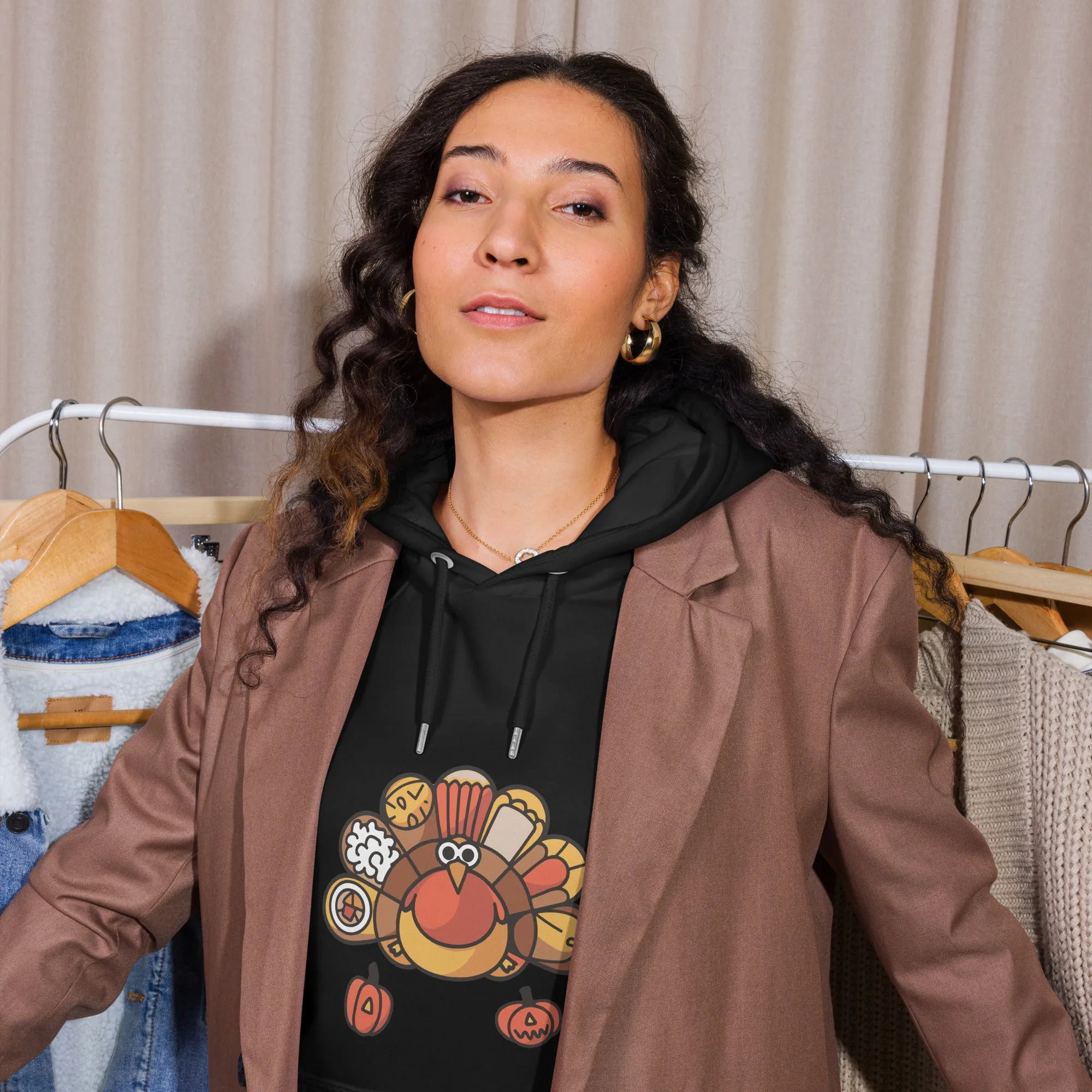 Turkey Feast Graphic Women Eco Raglan Hoodie