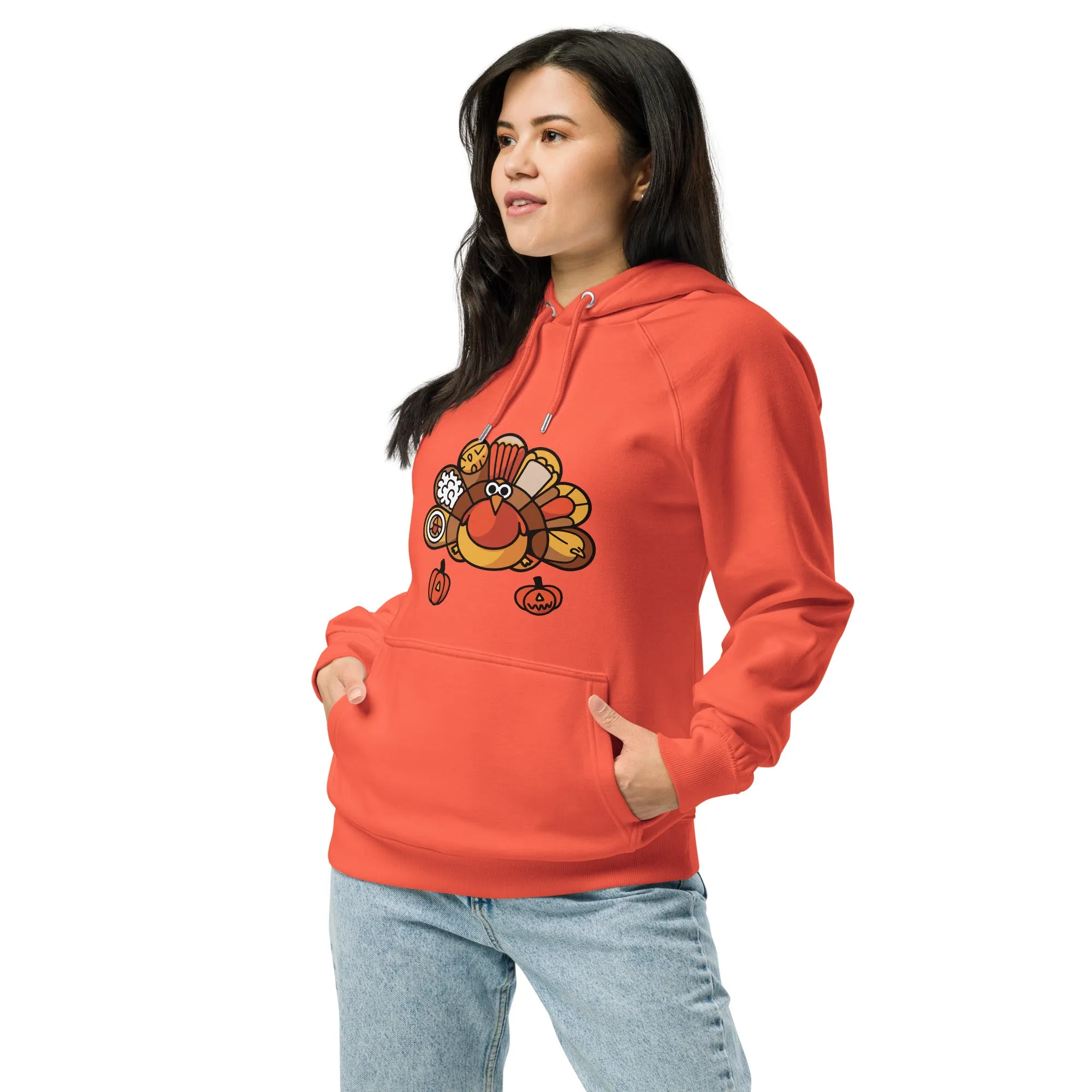 Turkey Feast Graphic Women Eco Raglan Hoodie