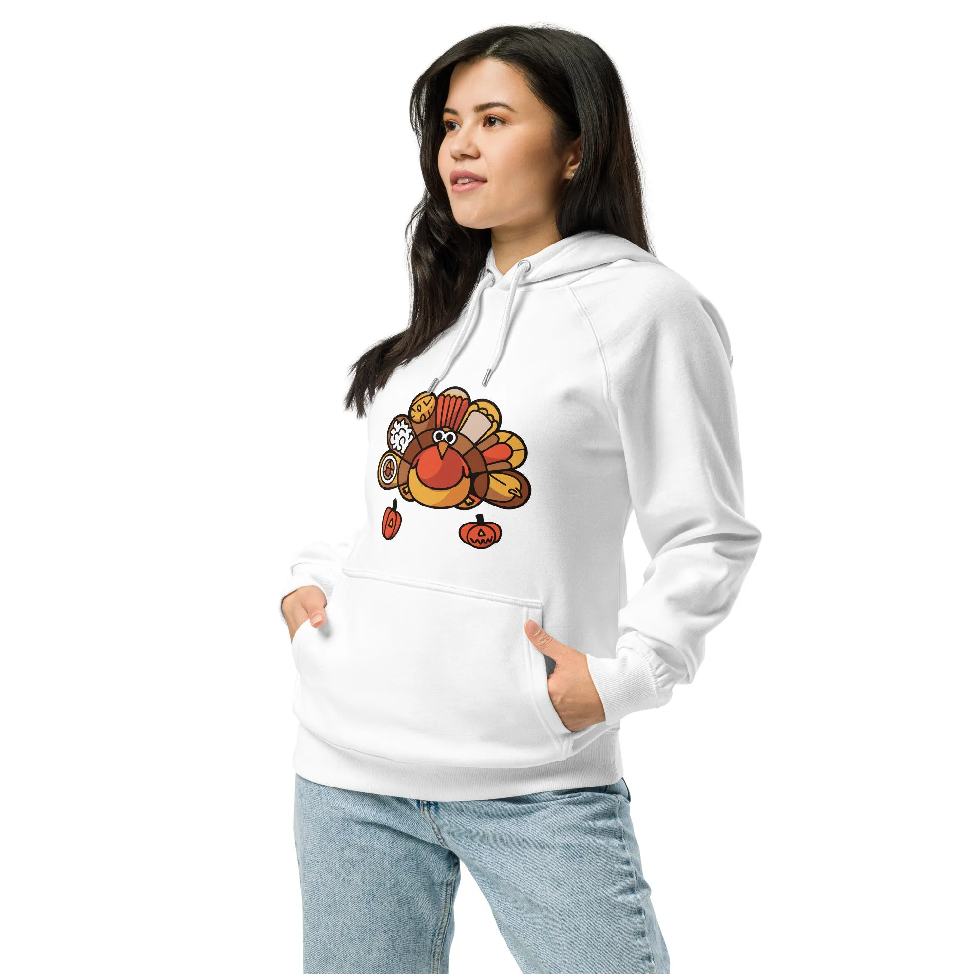 Turkey Feast Graphic Women Eco Raglan Hoodie