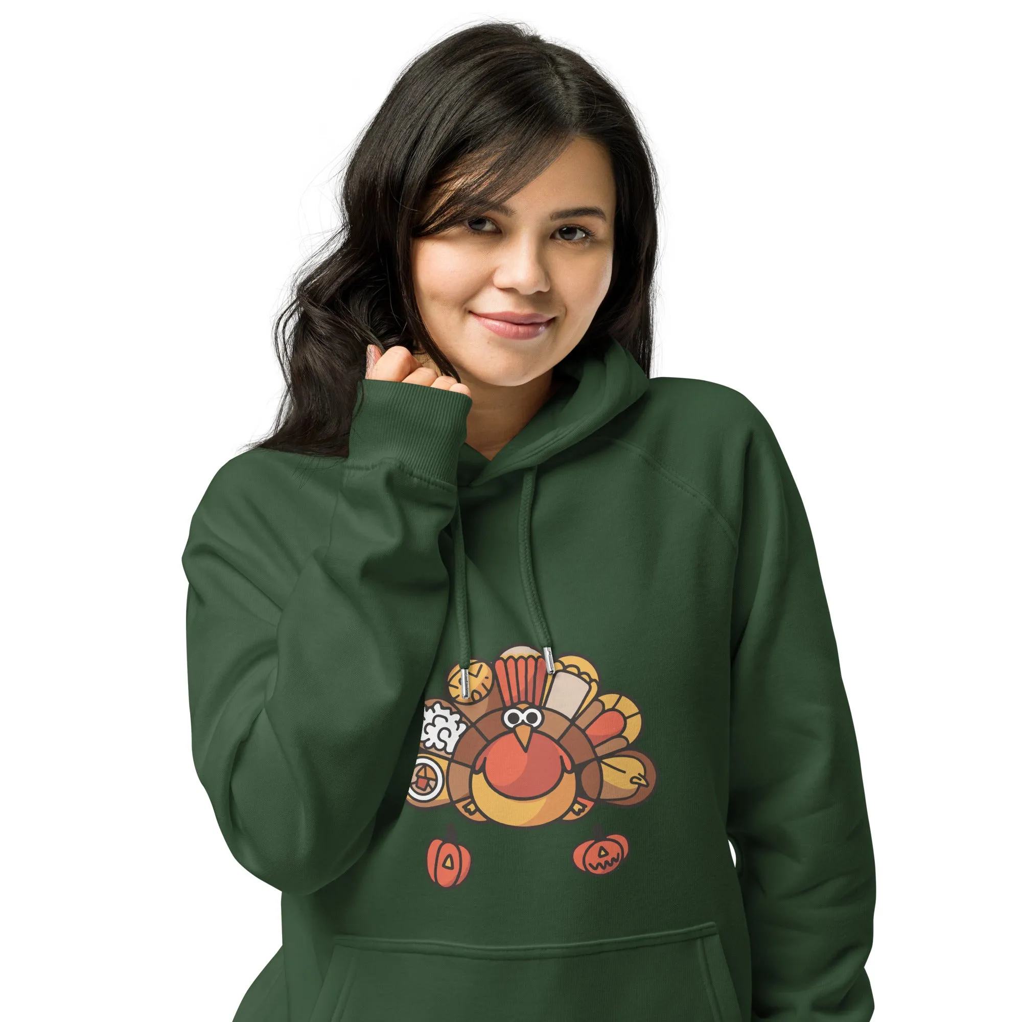 Turkey Feast Graphic Women Eco Raglan Hoodie