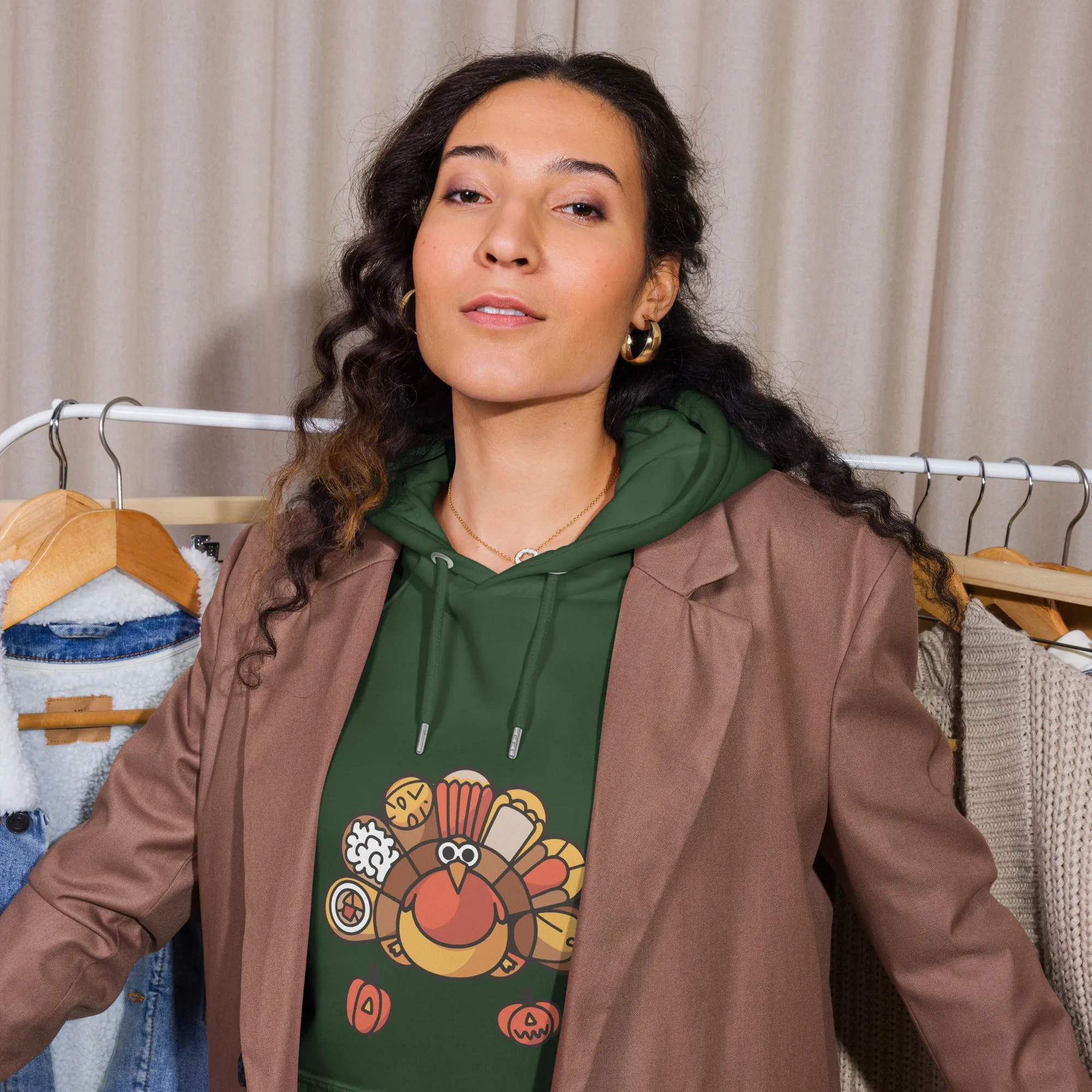 Turkey Feast Graphic Women Eco Raglan Hoodie