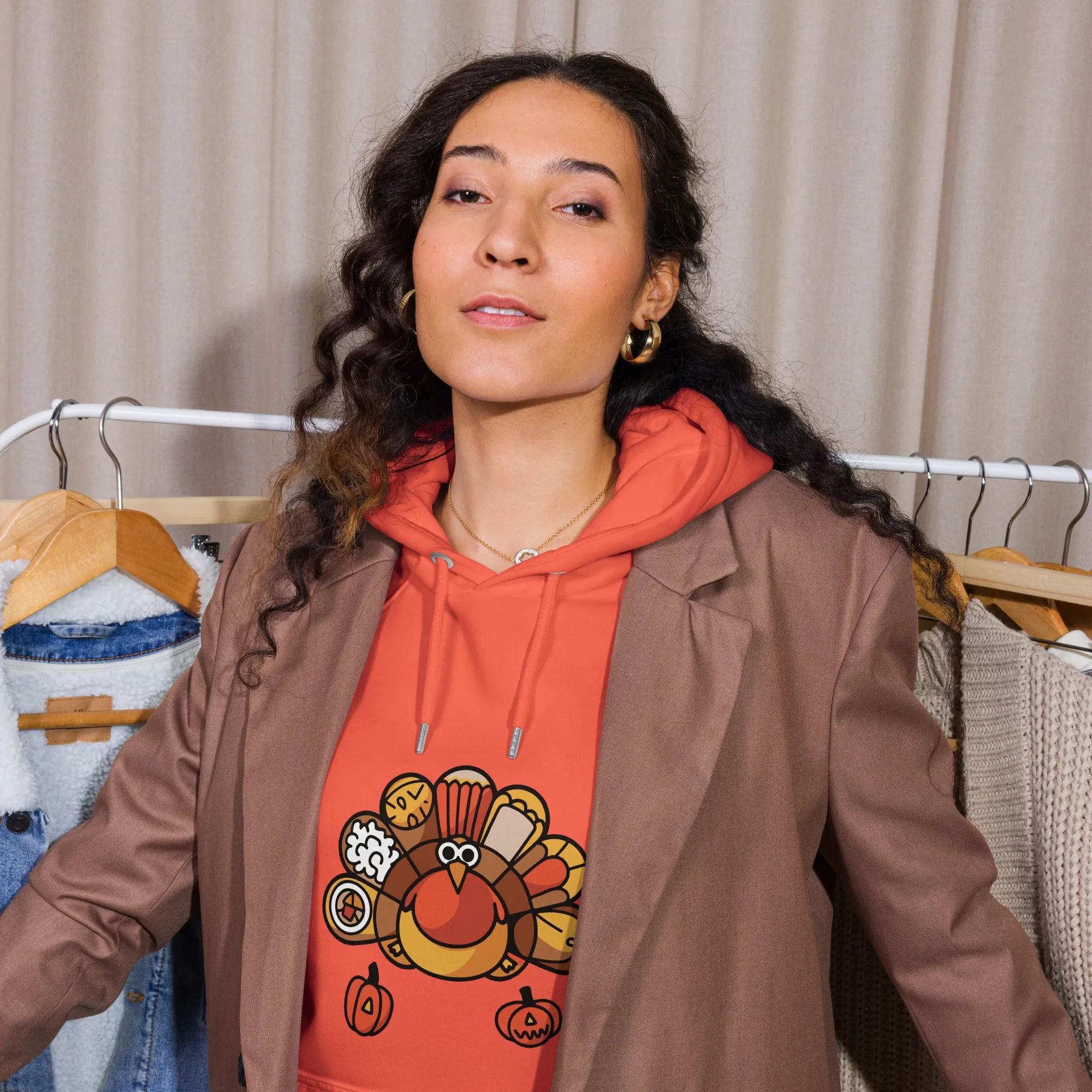 Turkey Feast Graphic Women Eco Raglan Hoodie