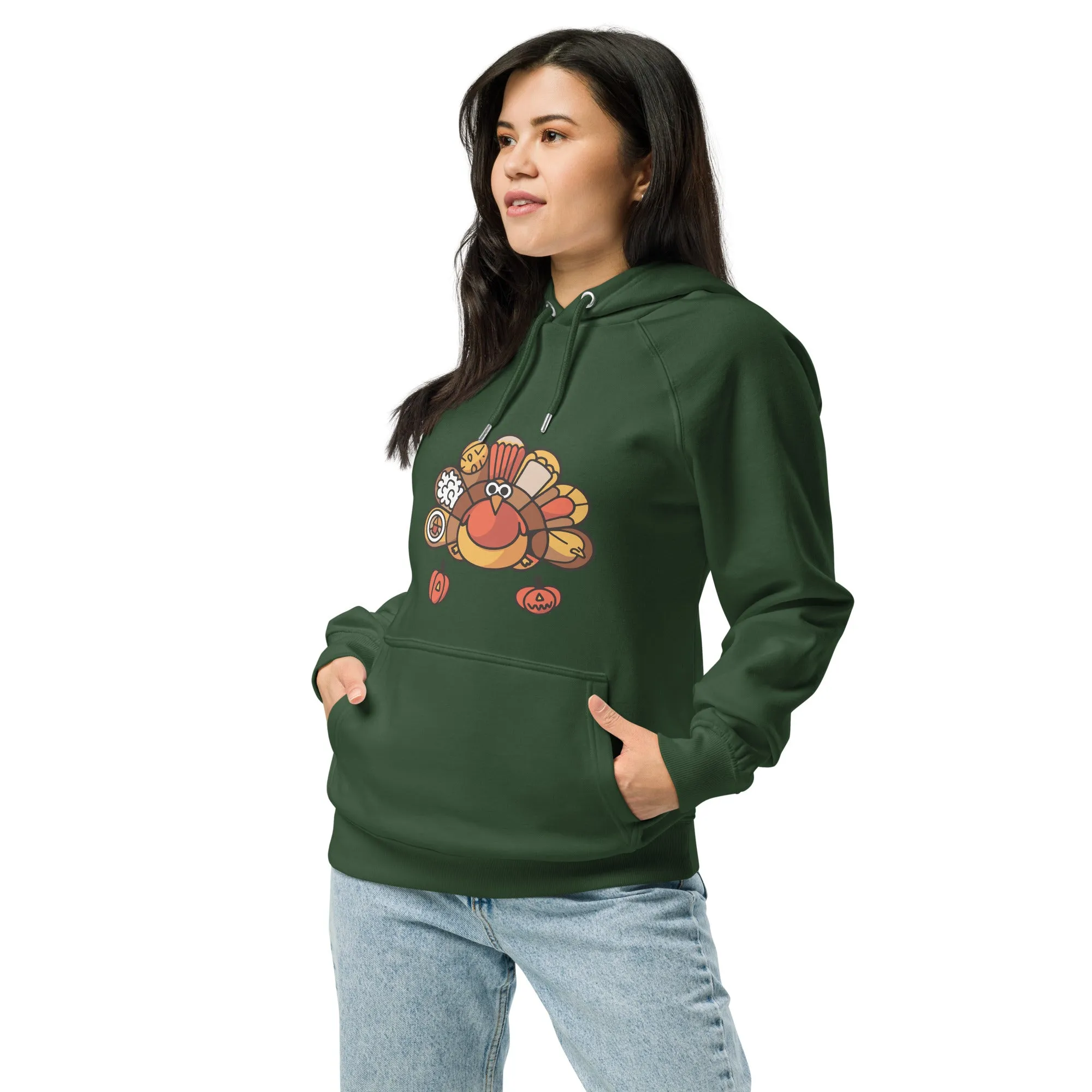 Turkey Feast Graphic Women Eco Raglan Hoodie