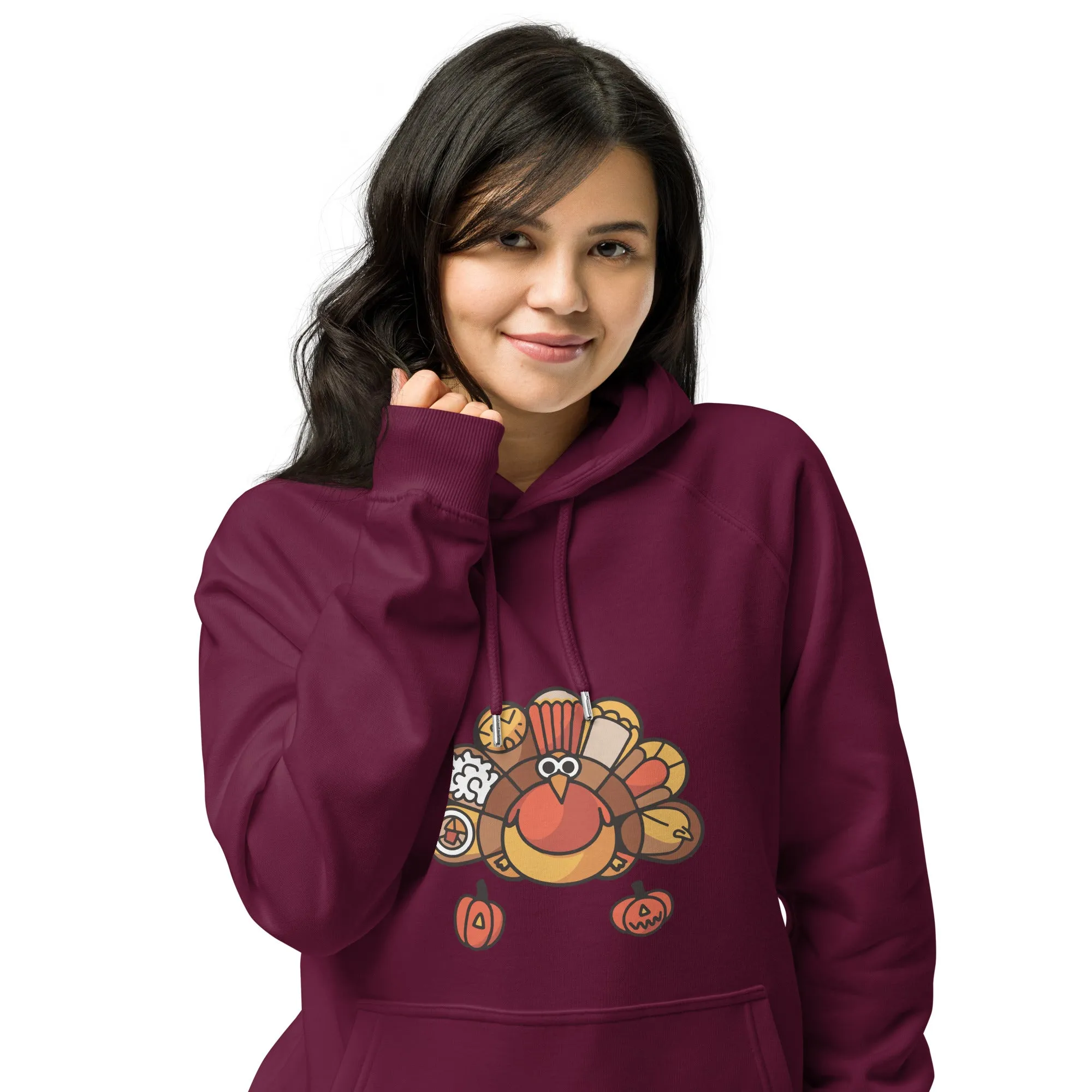 Turkey Feast Graphic Women Eco Raglan Hoodie