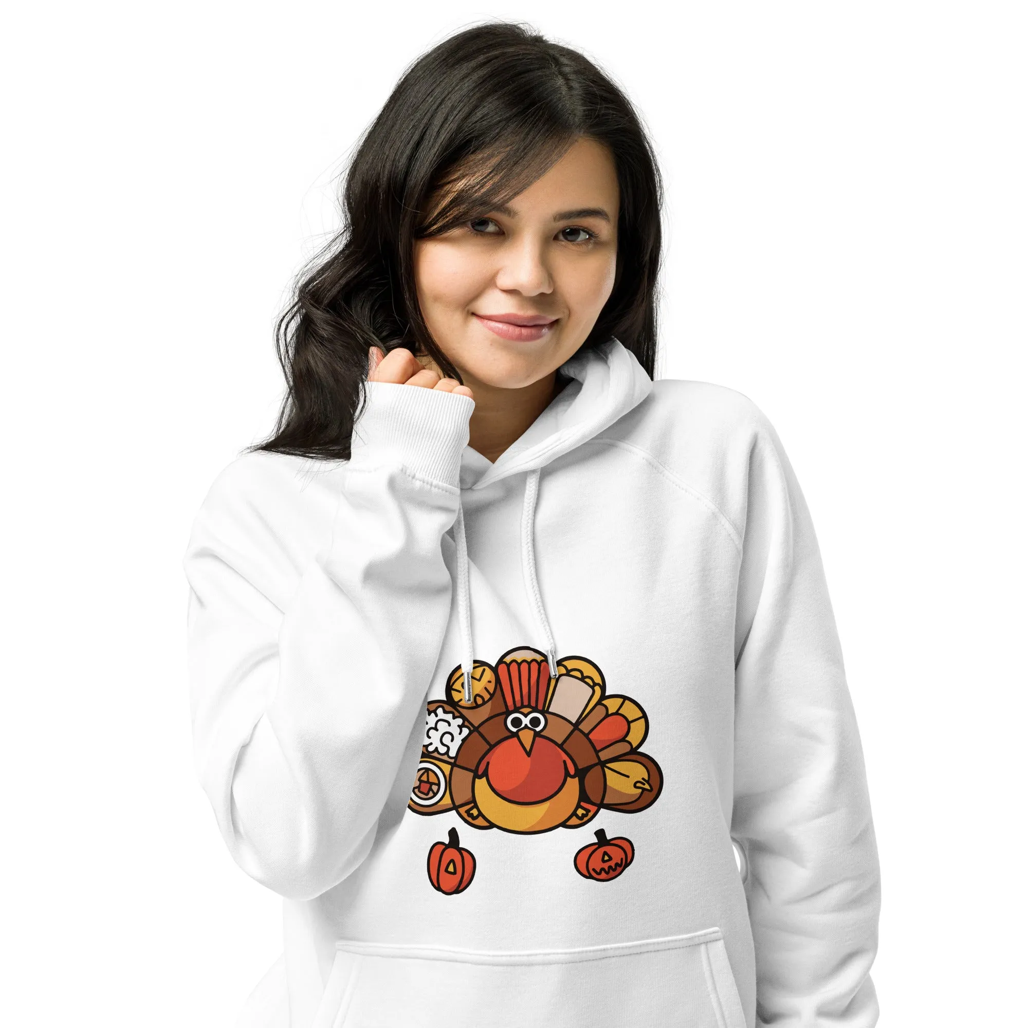 Turkey Feast Graphic Women Eco Raglan Hoodie