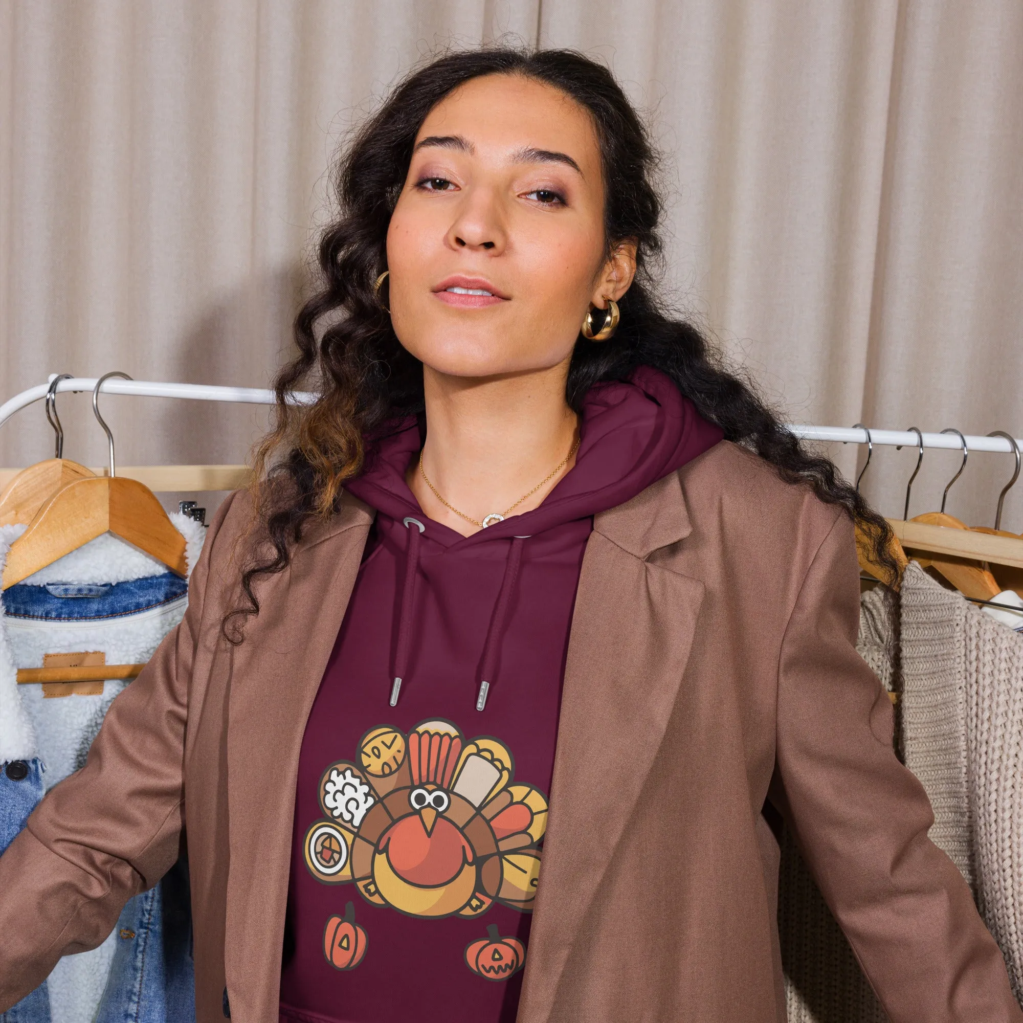 Turkey Feast Graphic Women Eco Raglan Hoodie
