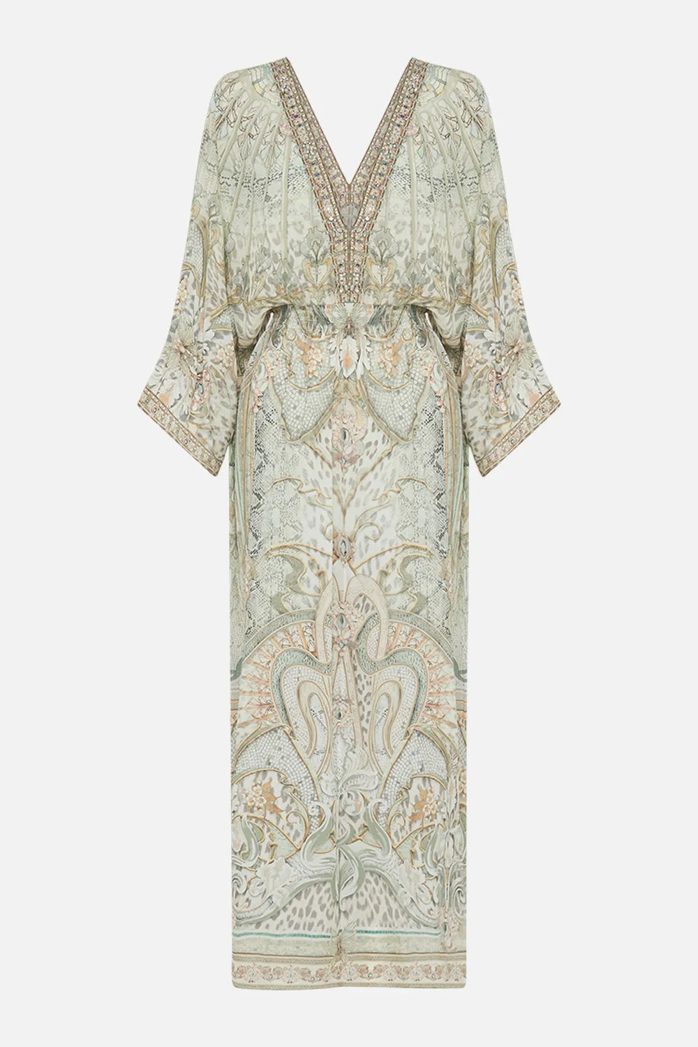V NECK LONG DRESS WITH SHIRRING IVORY TOWER TALES