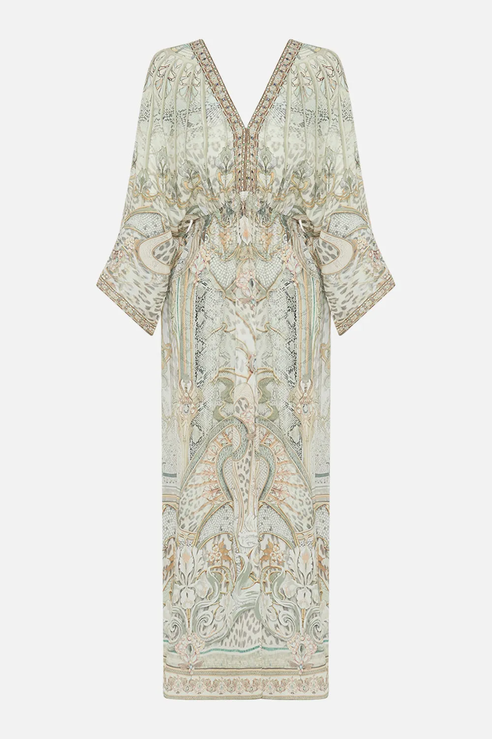 V NECK LONG DRESS WITH SHIRRING IVORY TOWER TALES