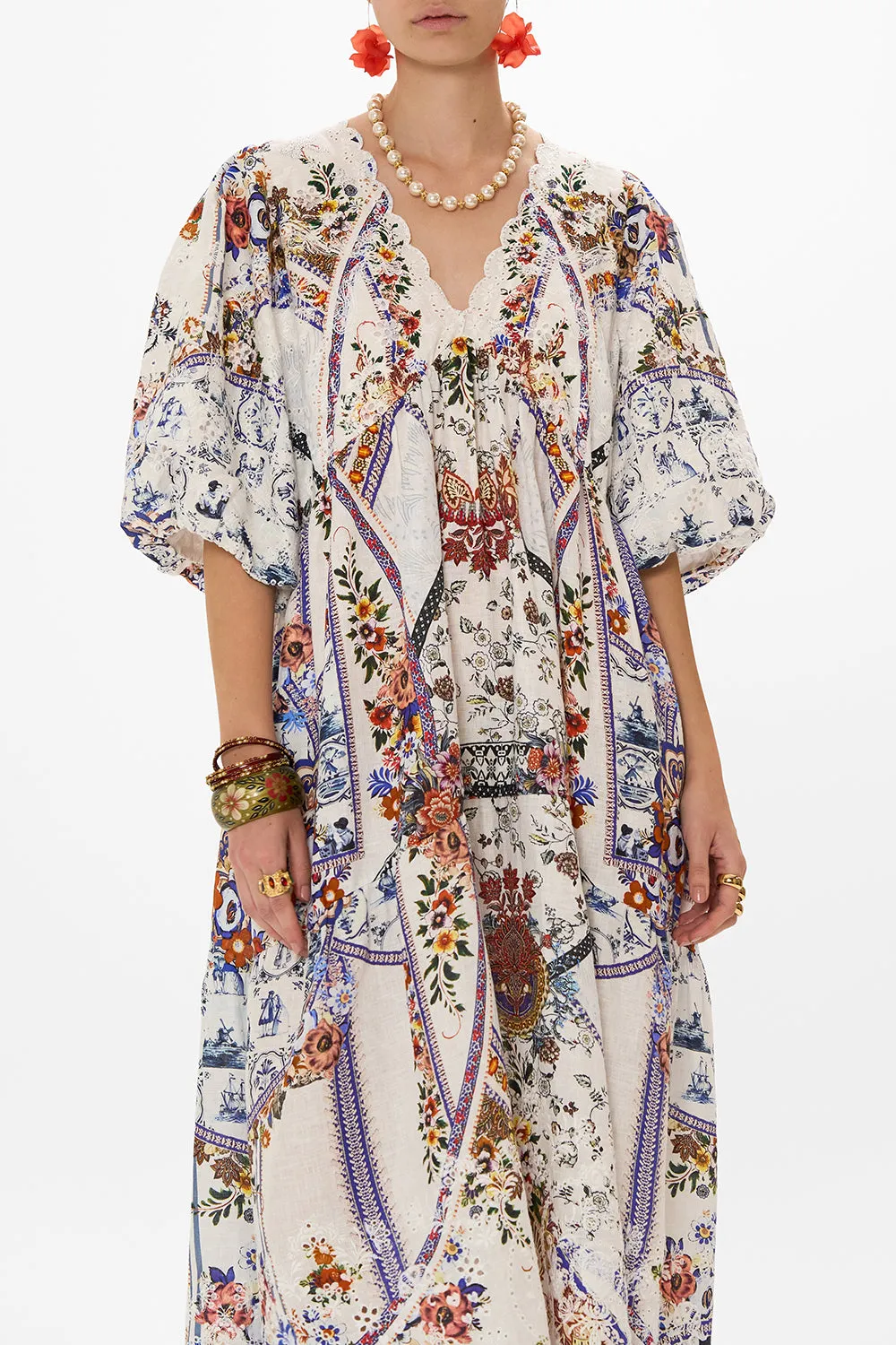V NECK PUFF SLEEVE DRESS MY FOLK ART HEART