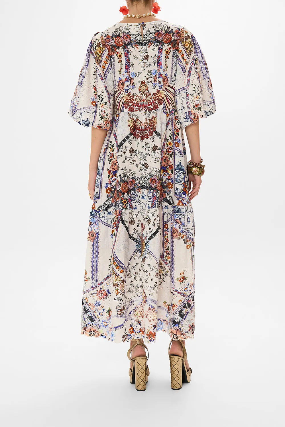 V NECK PUFF SLEEVE DRESS MY FOLK ART HEART