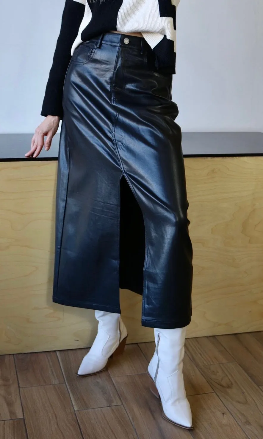 Vegan Leather Maxi Skirt