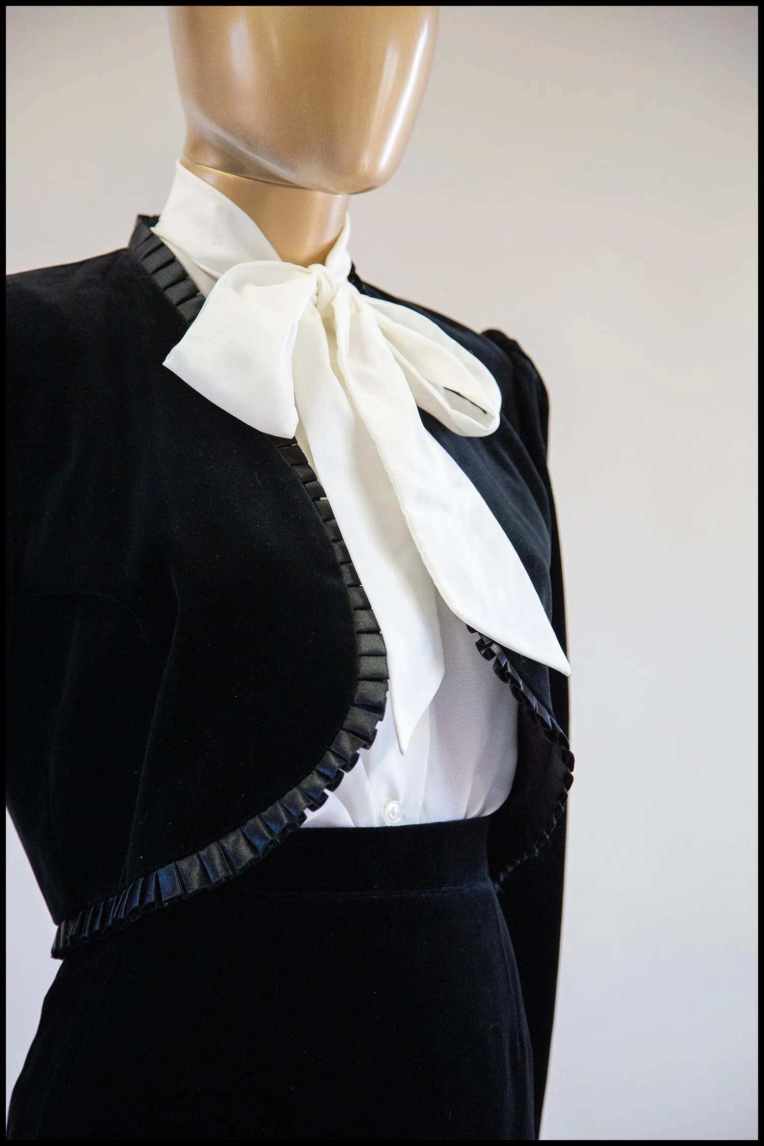 Vintage 1990s Black Velvet Mini Skirt Suit