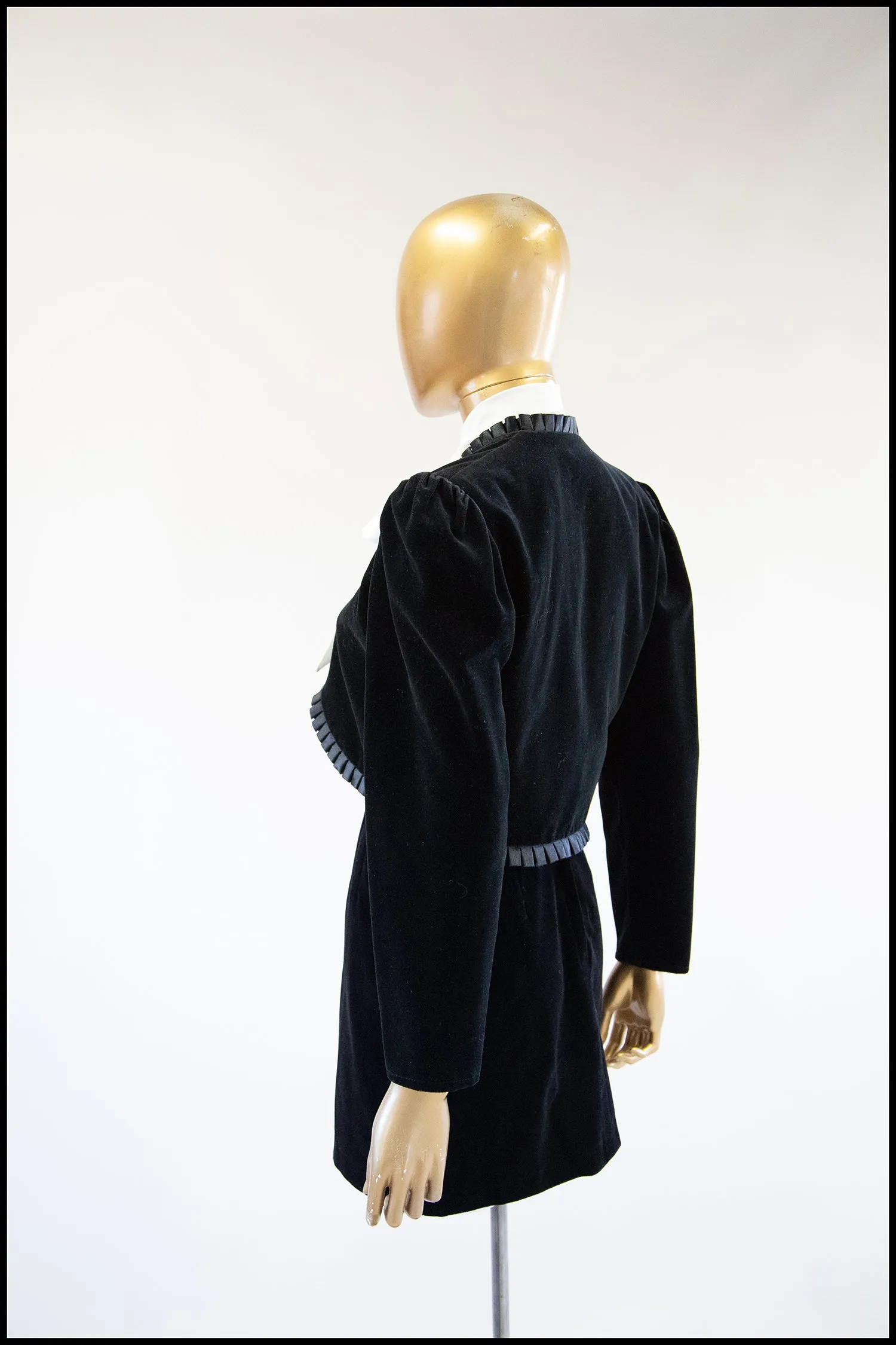 Vintage 1990s Black Velvet Mini Skirt Suit