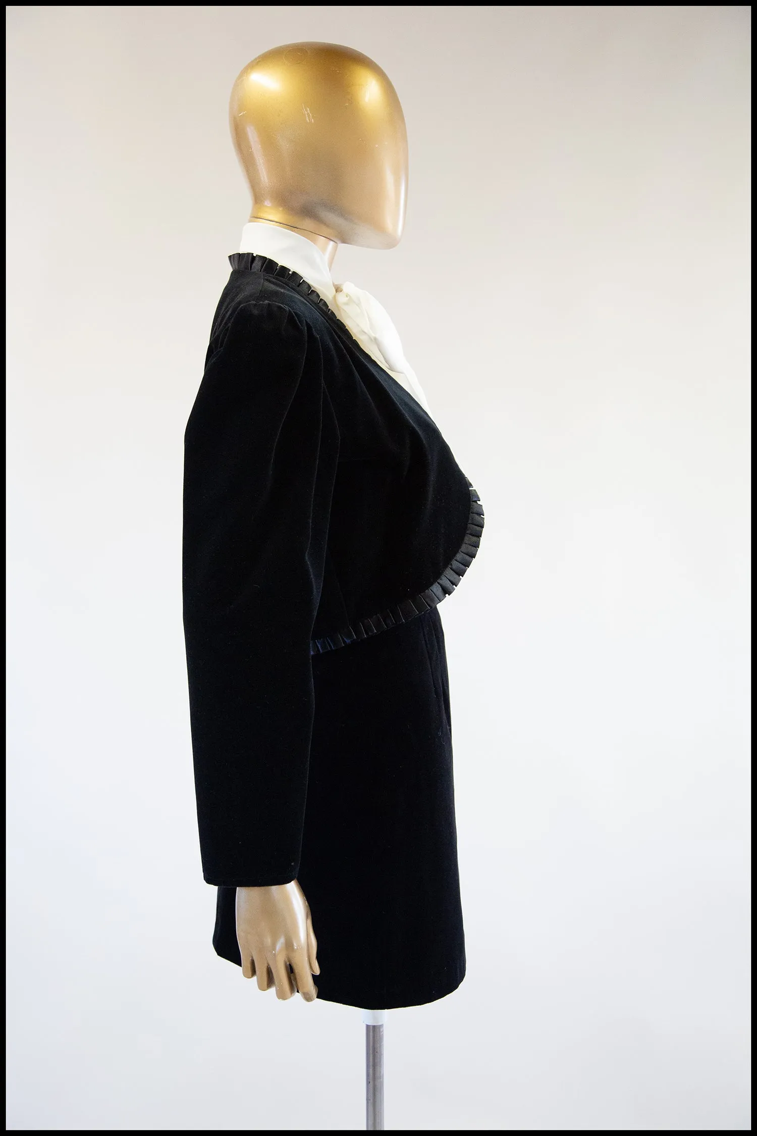 Vintage 1990s Black Velvet Mini Skirt Suit