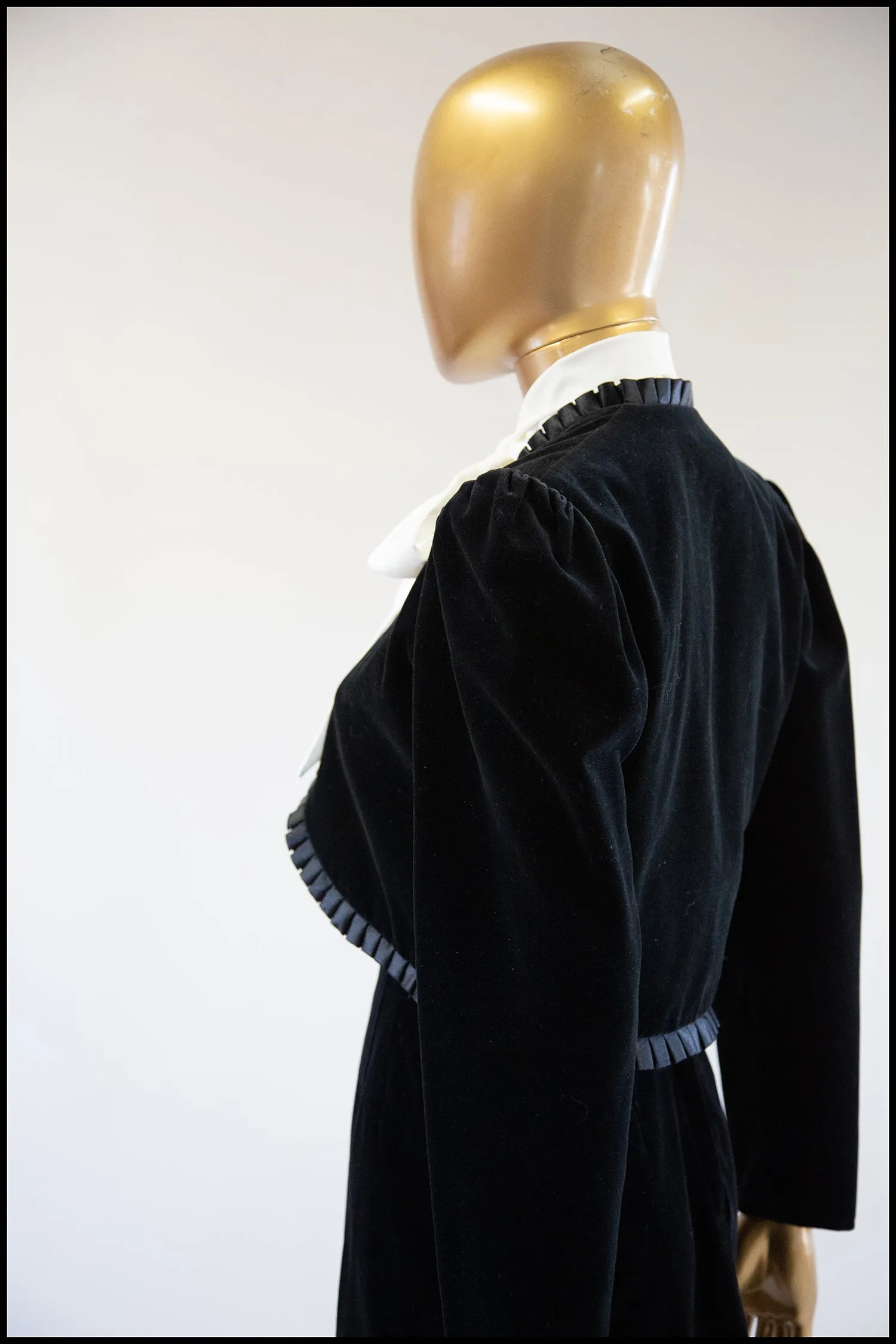Vintage 1990s Black Velvet Mini Skirt Suit