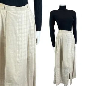 Vintage 90s 00s Cream Landhaus Gingham Linen Long Maxi Skirt S 8/10