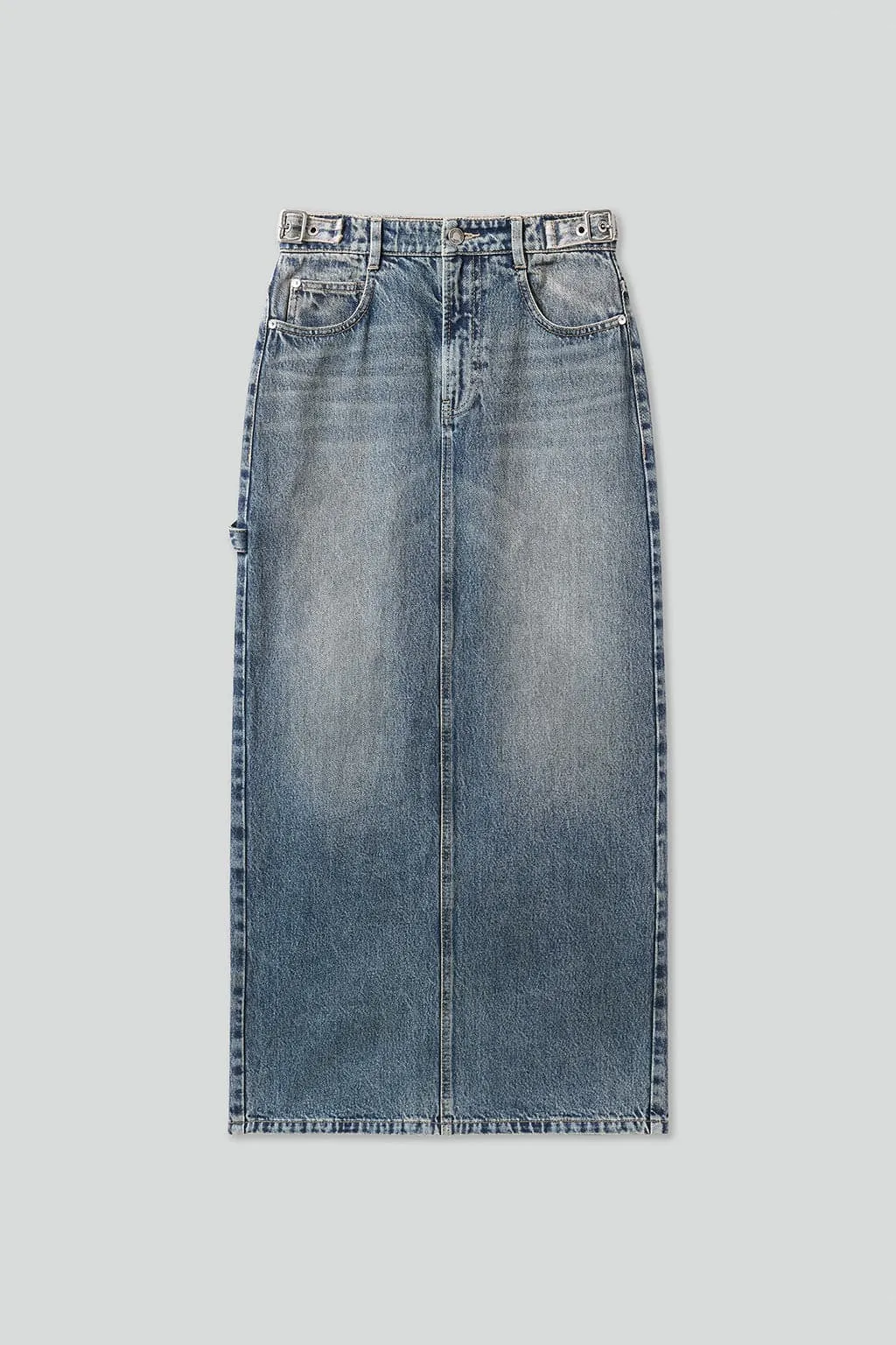 Vintage Slit Denim Maxi Skirt