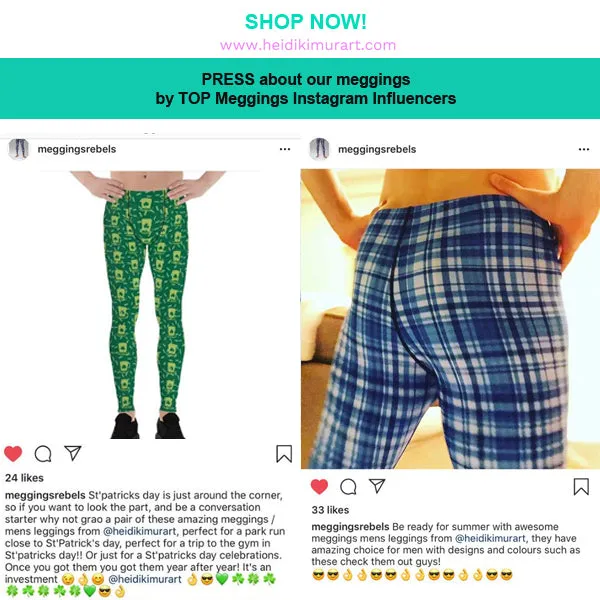 Watercolor Polka Dots Men's Leggings, Abstract Dotted Meggings Running Tights-Made in USA/EU