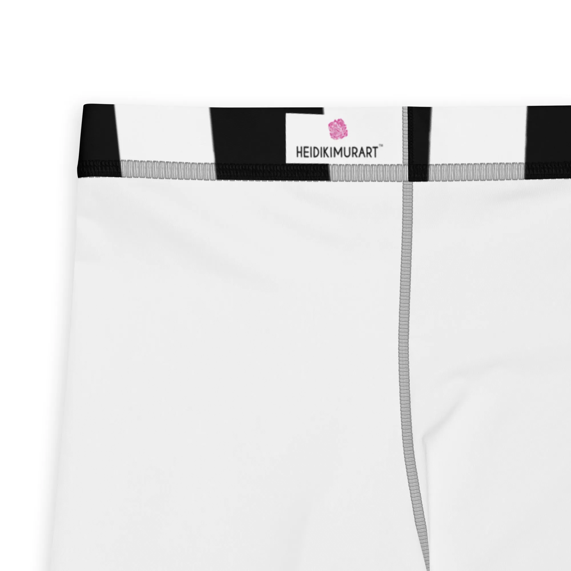 White Black Stripes Men's Leggings, Best Vertically Striped Designer Meggings- Made in USA/EU/MX