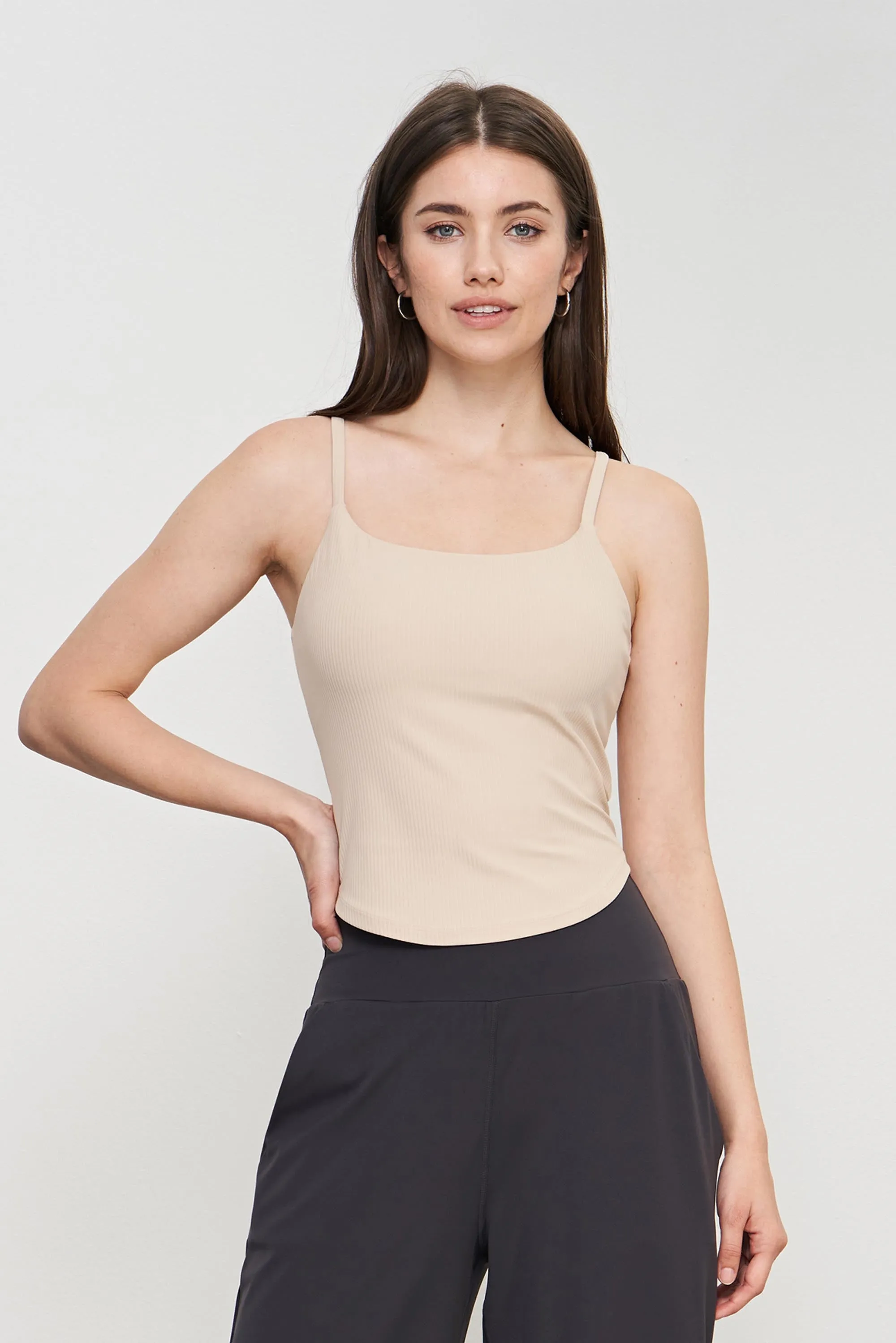 WX1536-Nuls Rib Nude Yoga Strap Tank Top Spring/Summer Half Fixed Cup Top Women's Low Strength Sports Bra