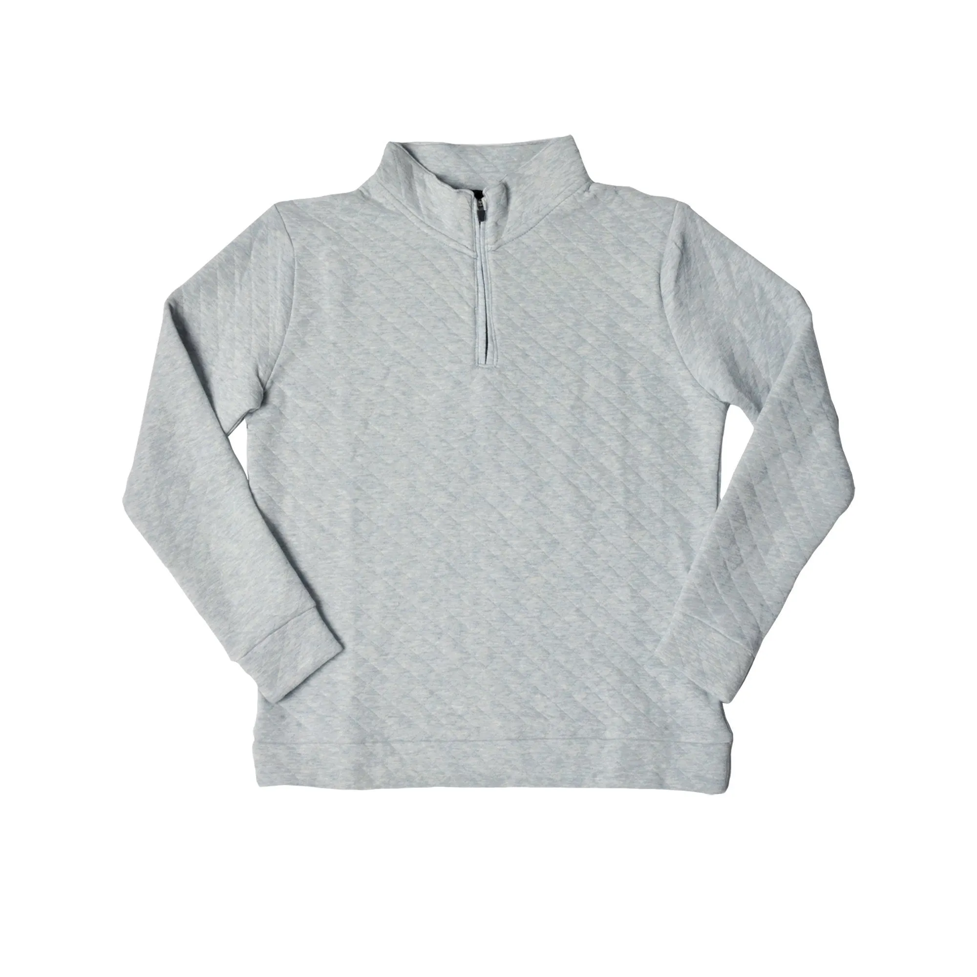 Zip Front Quilted Sweater - Grey