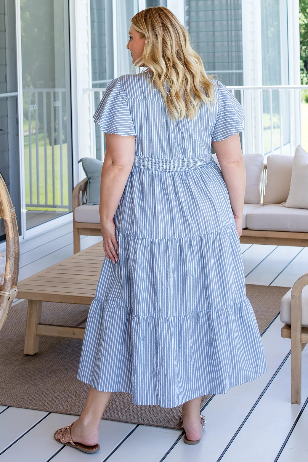 Zoe Maxi Dress Washed Navy Stripe