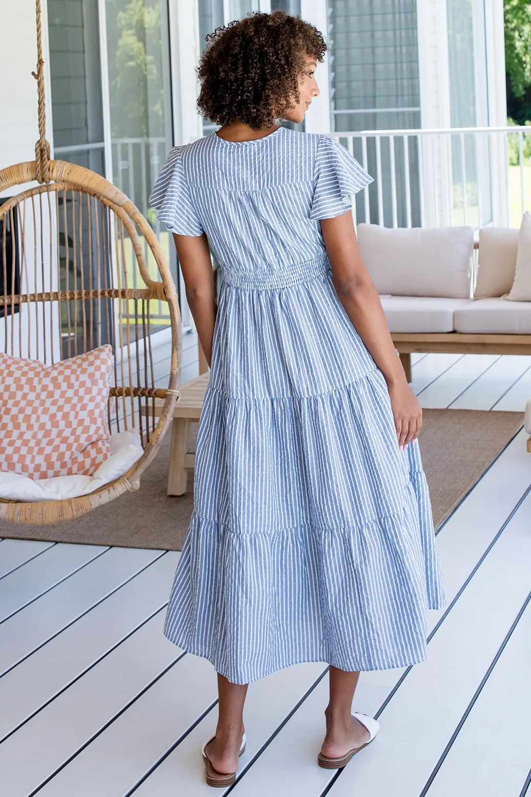 Zoe Maxi Dress Washed Navy Stripe