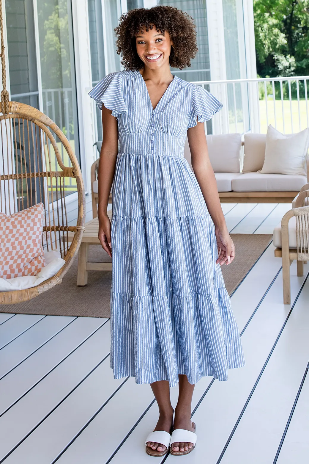 Zoe Maxi Dress Washed Navy Stripe